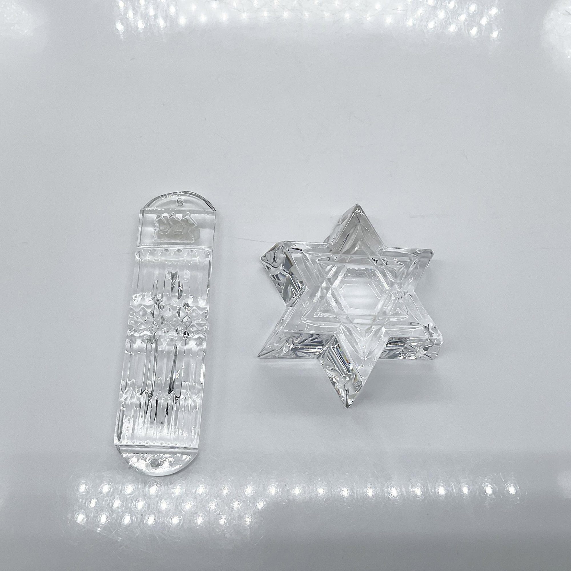 2pc Waterford Mezuzah and Star of David Paperweight - Image 2 of 4