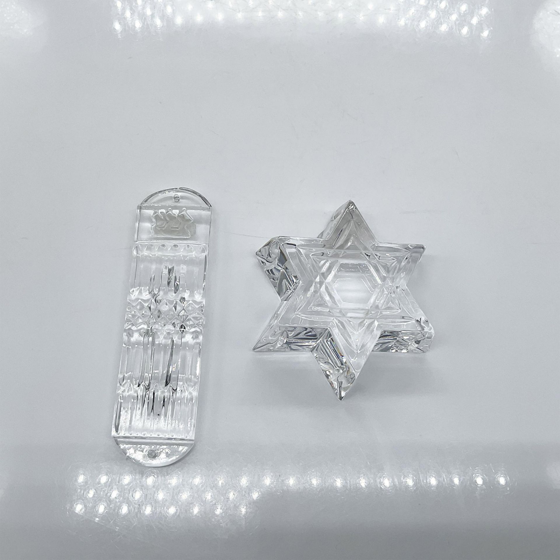 2pc Waterford Mezuzah and Star of David Paperweight - Image 2 of 4