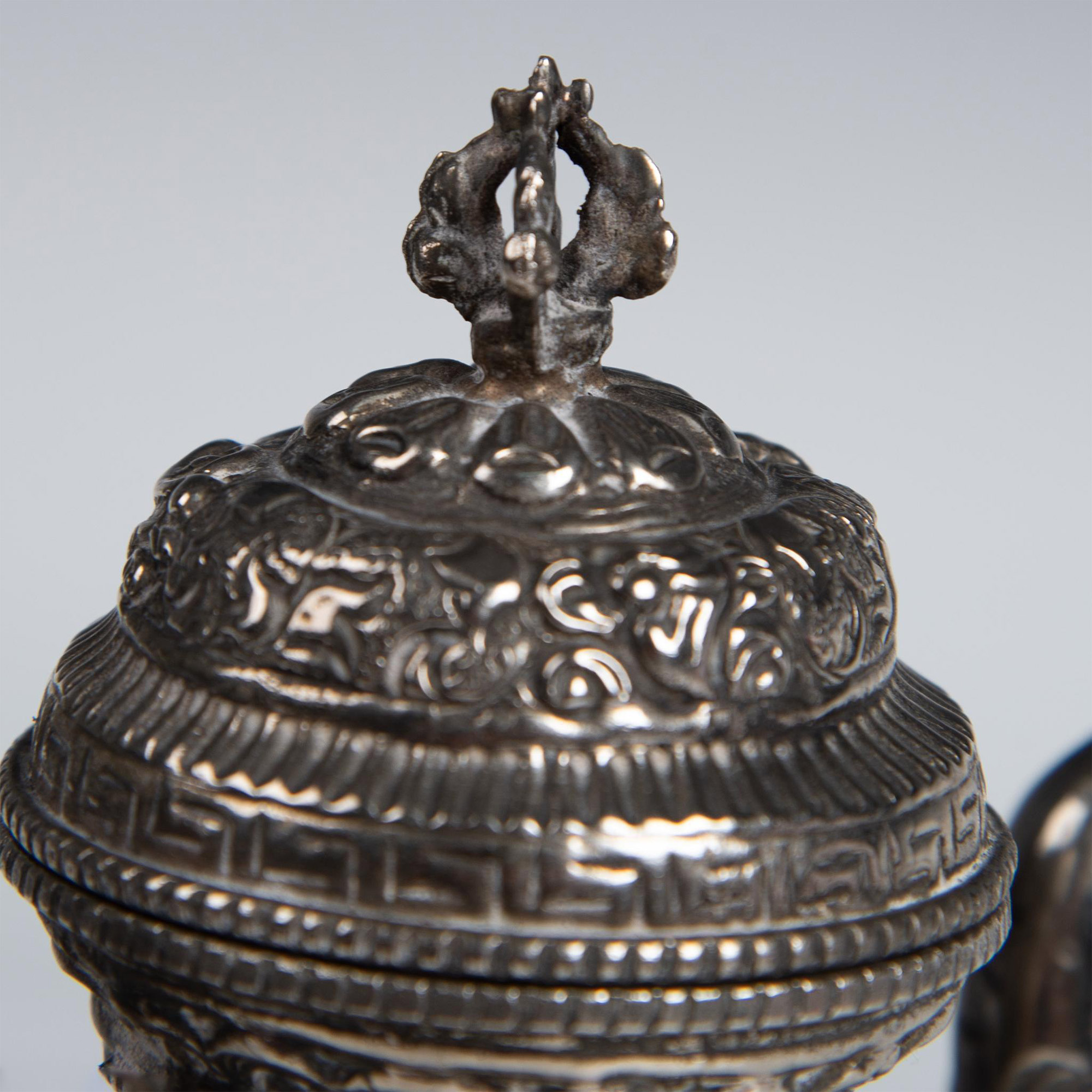 Chinese Tibetan Silver Relief Carved Teapot - Image 6 of 8