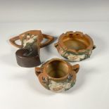 3pc Roseville Pottery, Brown Magnolia