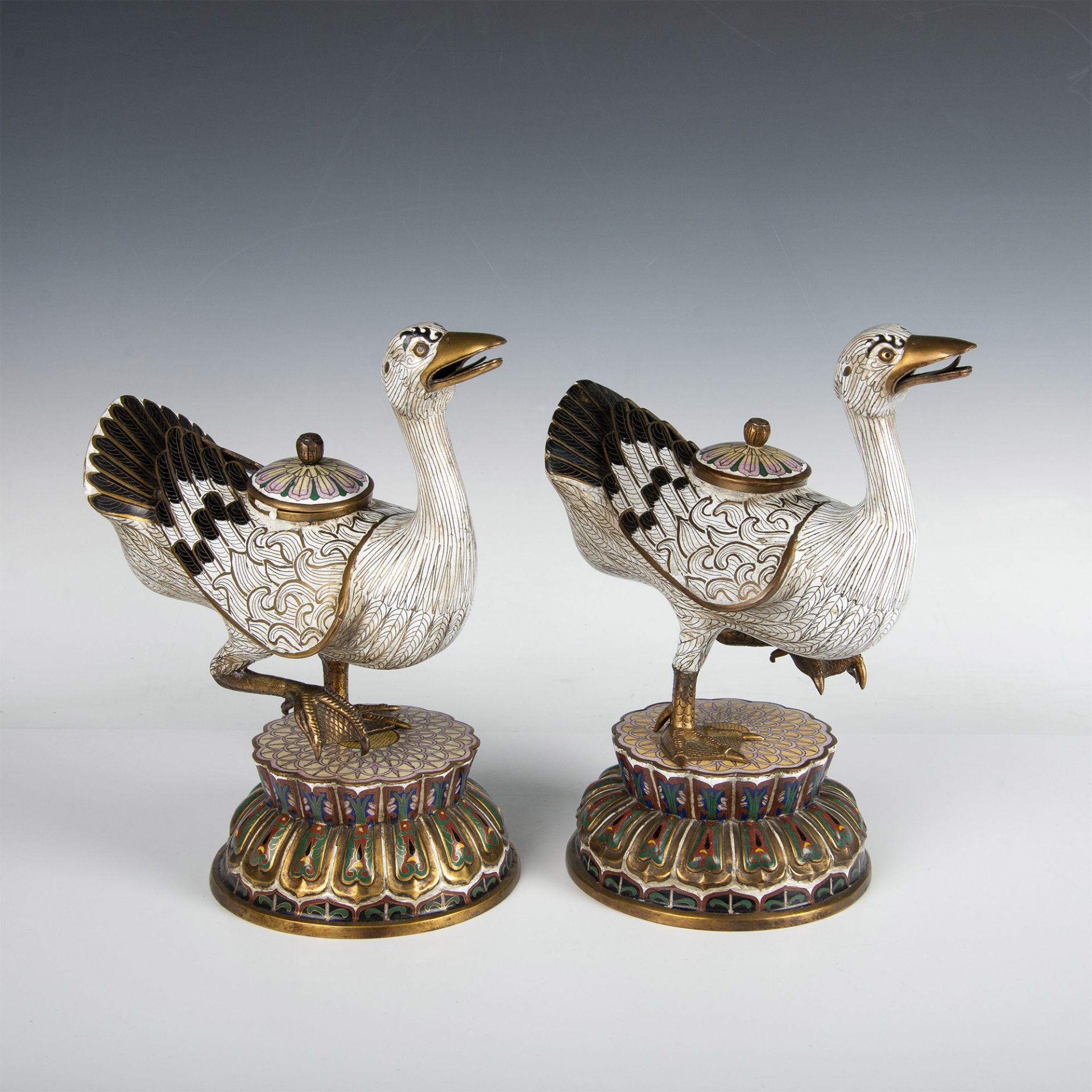 Pair of Chinese Cloisonne Duck Censers - Bild 10 aus 11