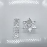 2pc Waterford Mezuzah and Star of David Paperweight