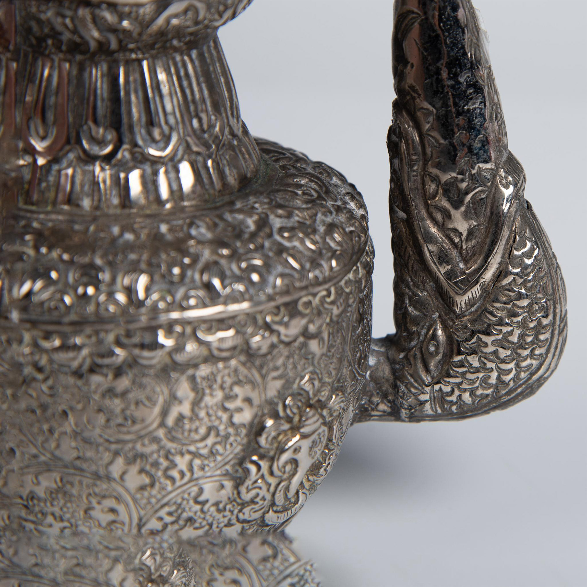 Chinese Tibetan Silver Relief Carved Teapot - Image 7 of 8