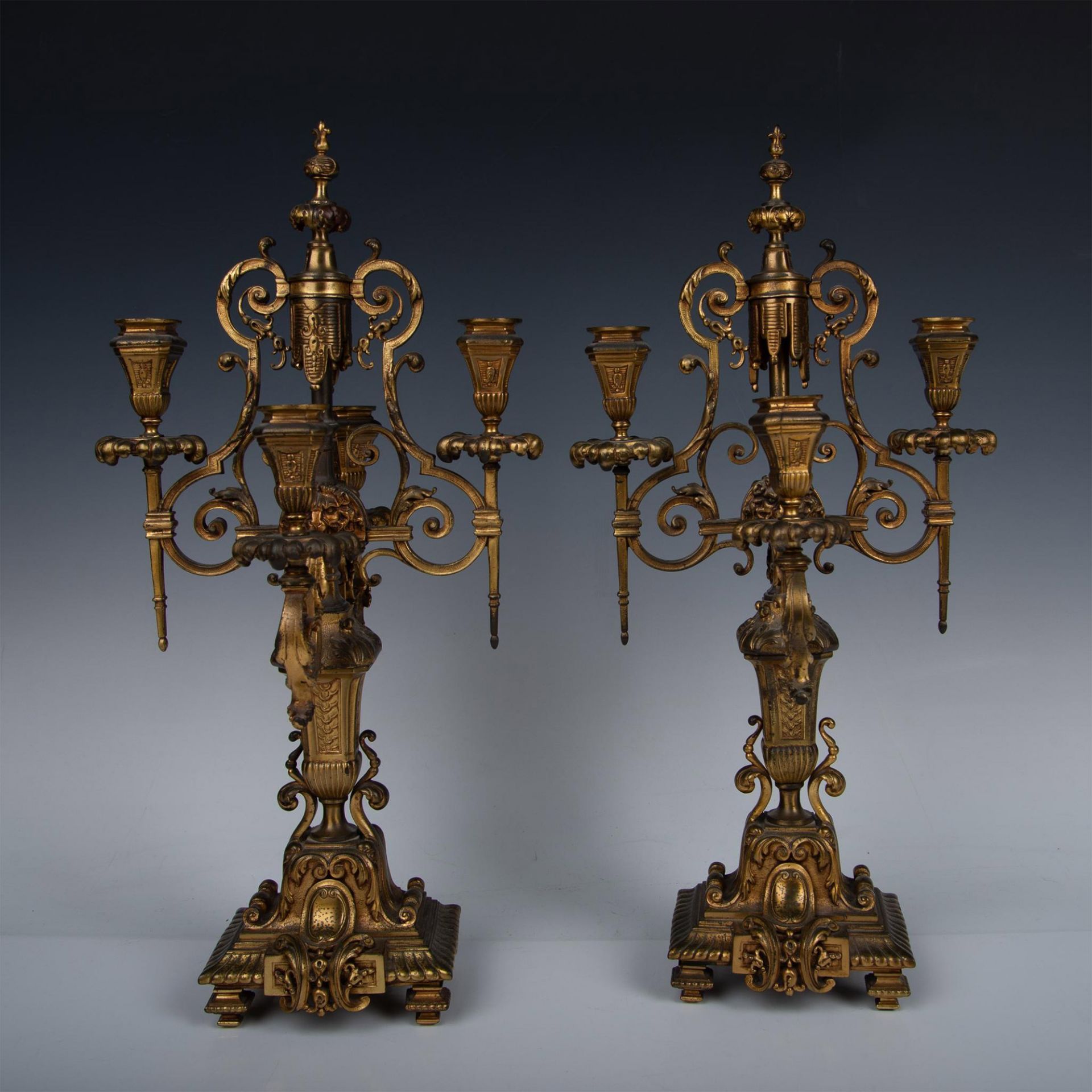 Pair of Brass Baroque Style Candelabras - Image 6 of 8