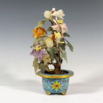 Chinese Cloisonne and Semi-Precious Stones Bonsai Tree