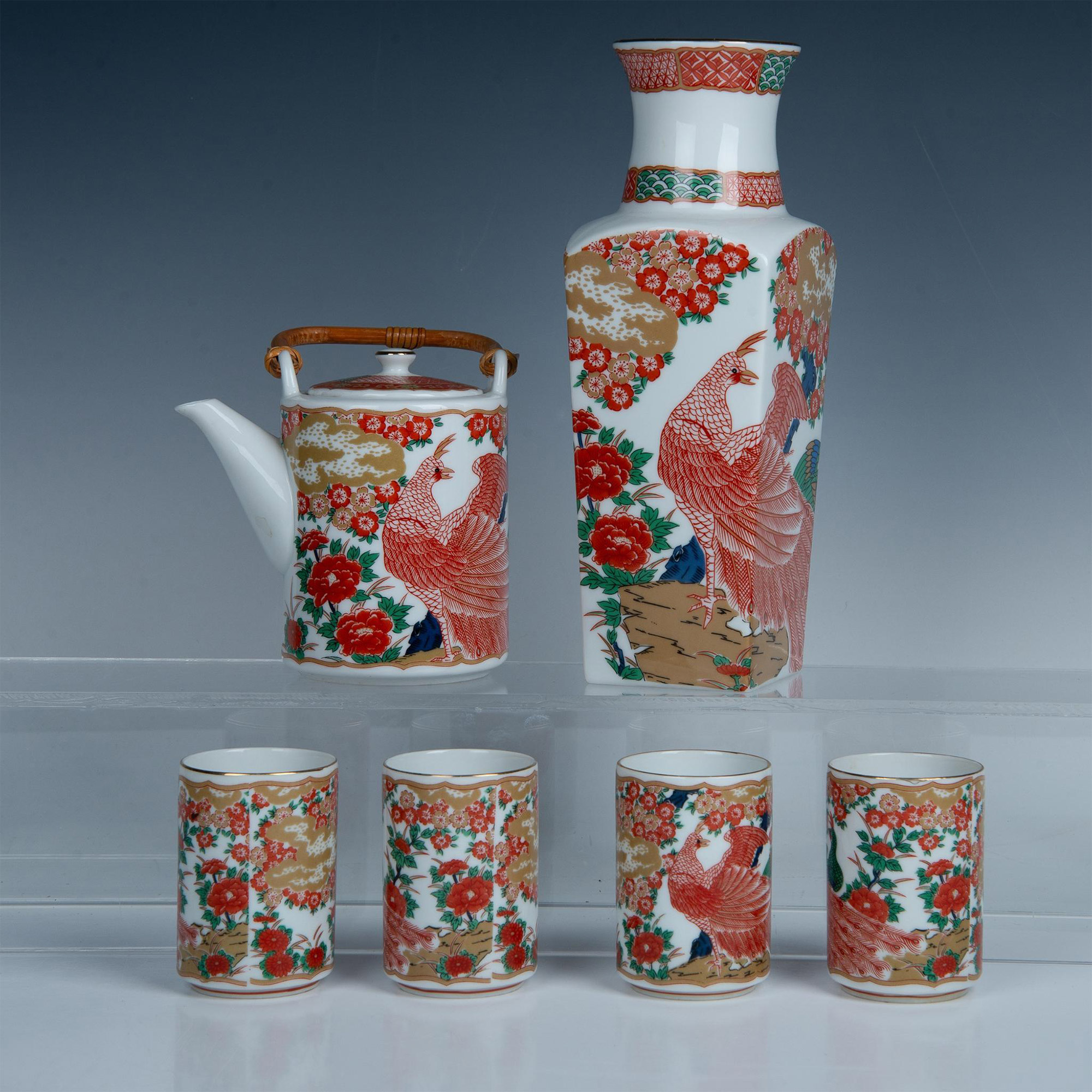 7pc Arita Fine China Imari Tea Set and Vase