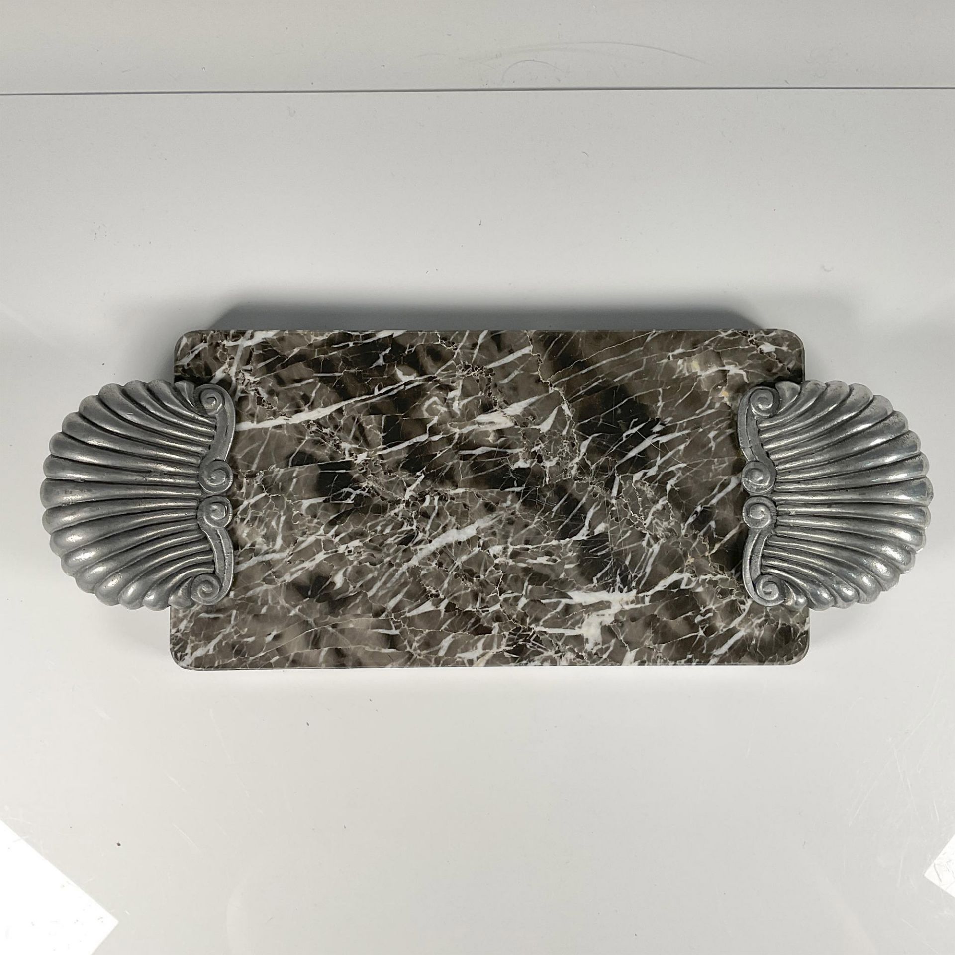 Gray Marble and Pewter Cheese Charcutier Board - Bild 2 aus 3