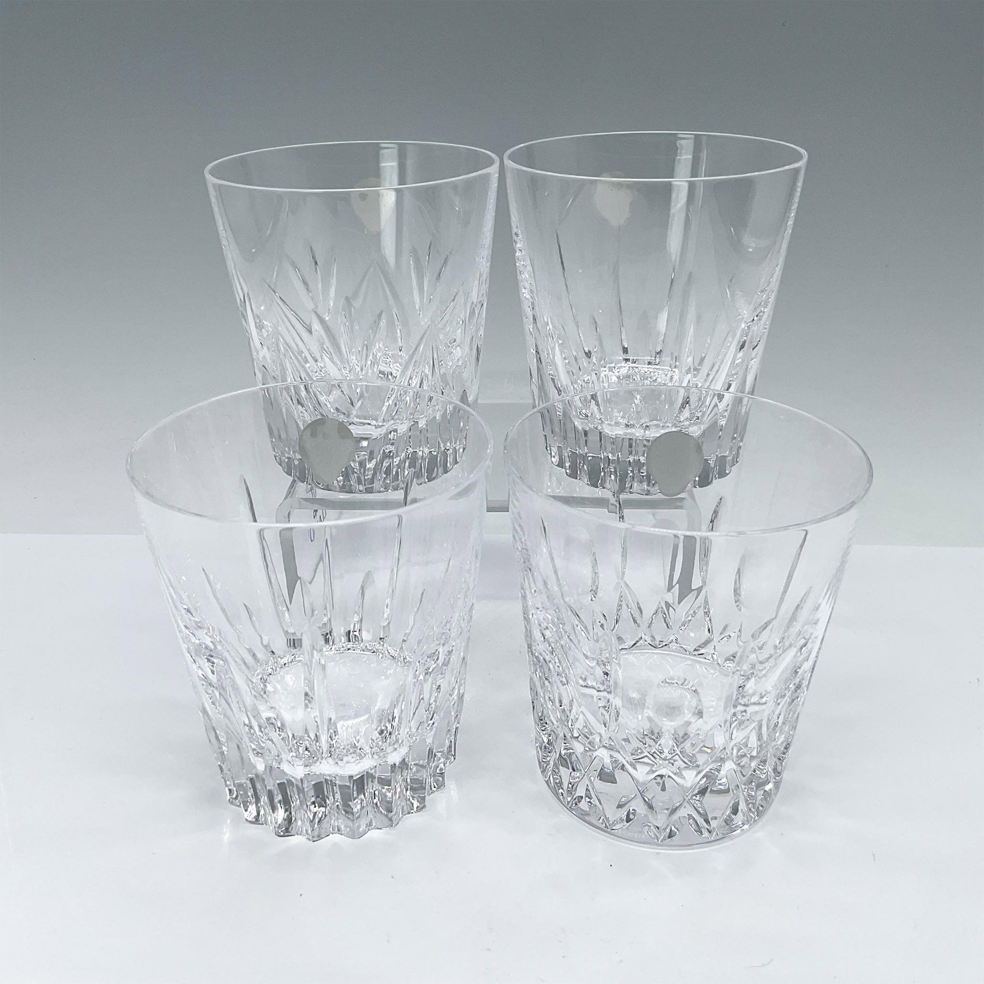 4pc Waterford Crystal Rocks Glasses, Mixed Patterns Set - Image 2 of 4