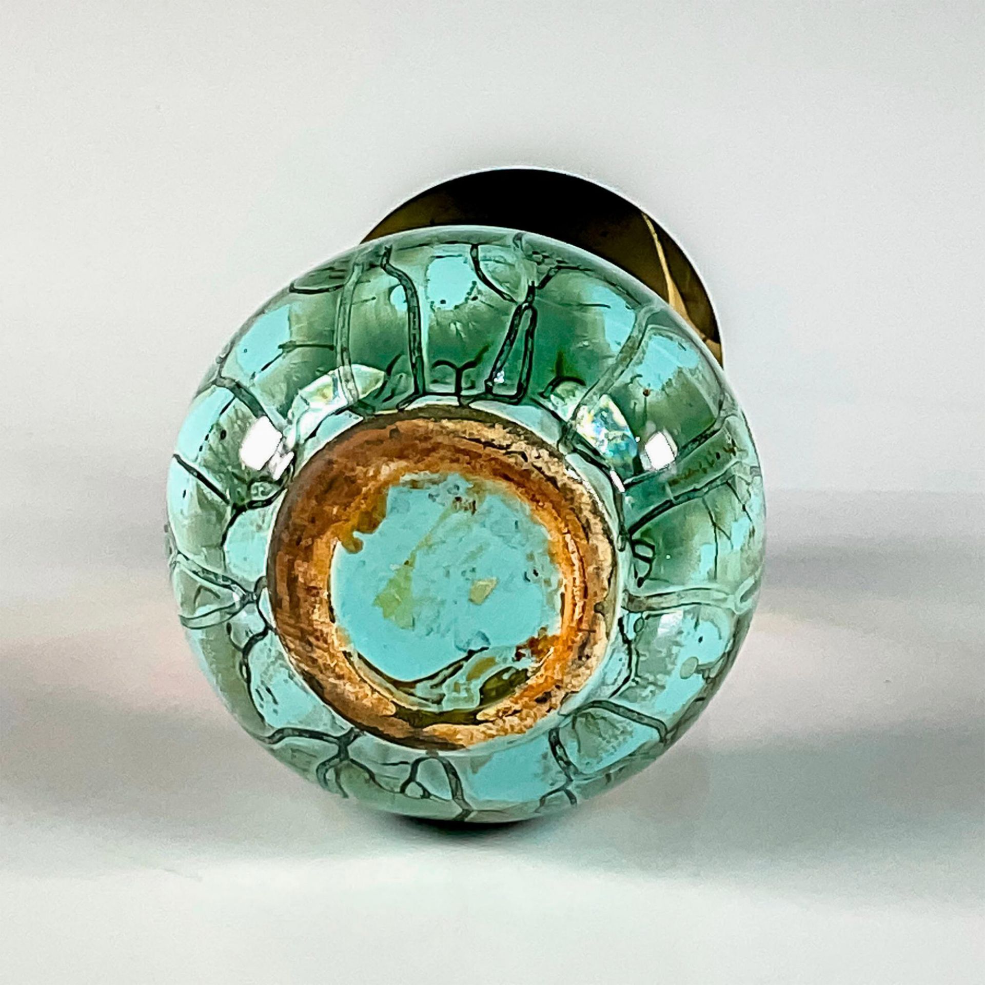 Mid-Century Modern Delft Marbled Glaze Brass Vase - Bild 3 aus 3