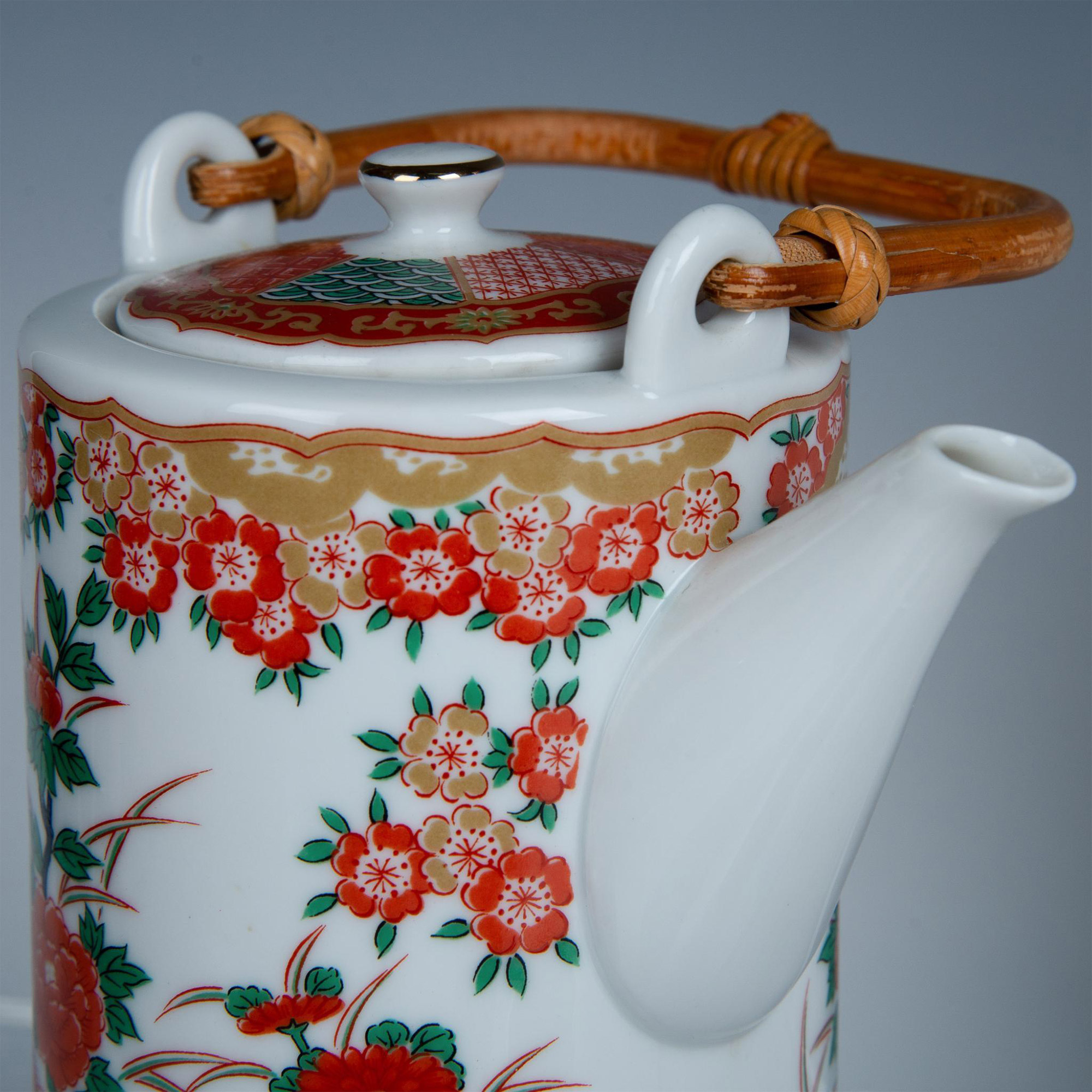 7pc Arita Fine China Imari Tea Set and Vase - Image 4 of 5