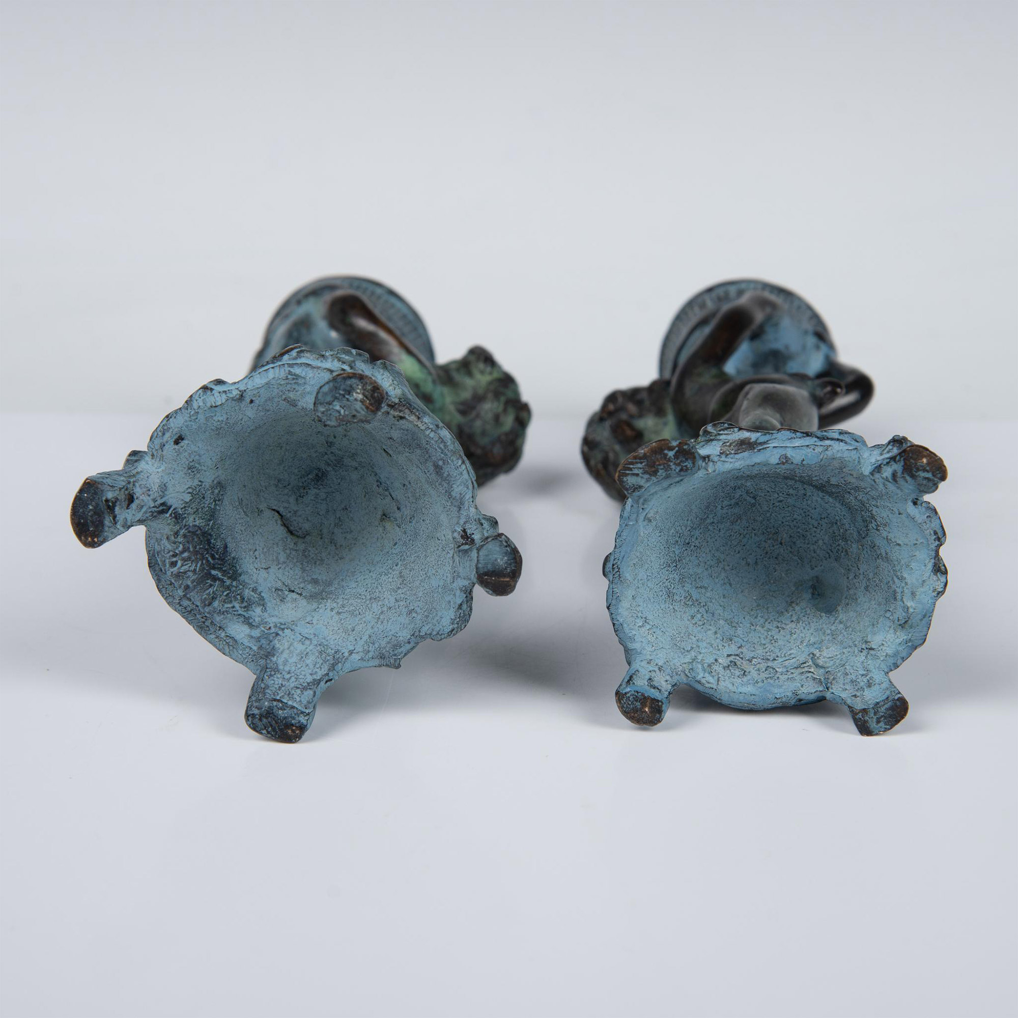 Pair of Maitland Smith Bronze Cherub Candle Holders - Image 4 of 5