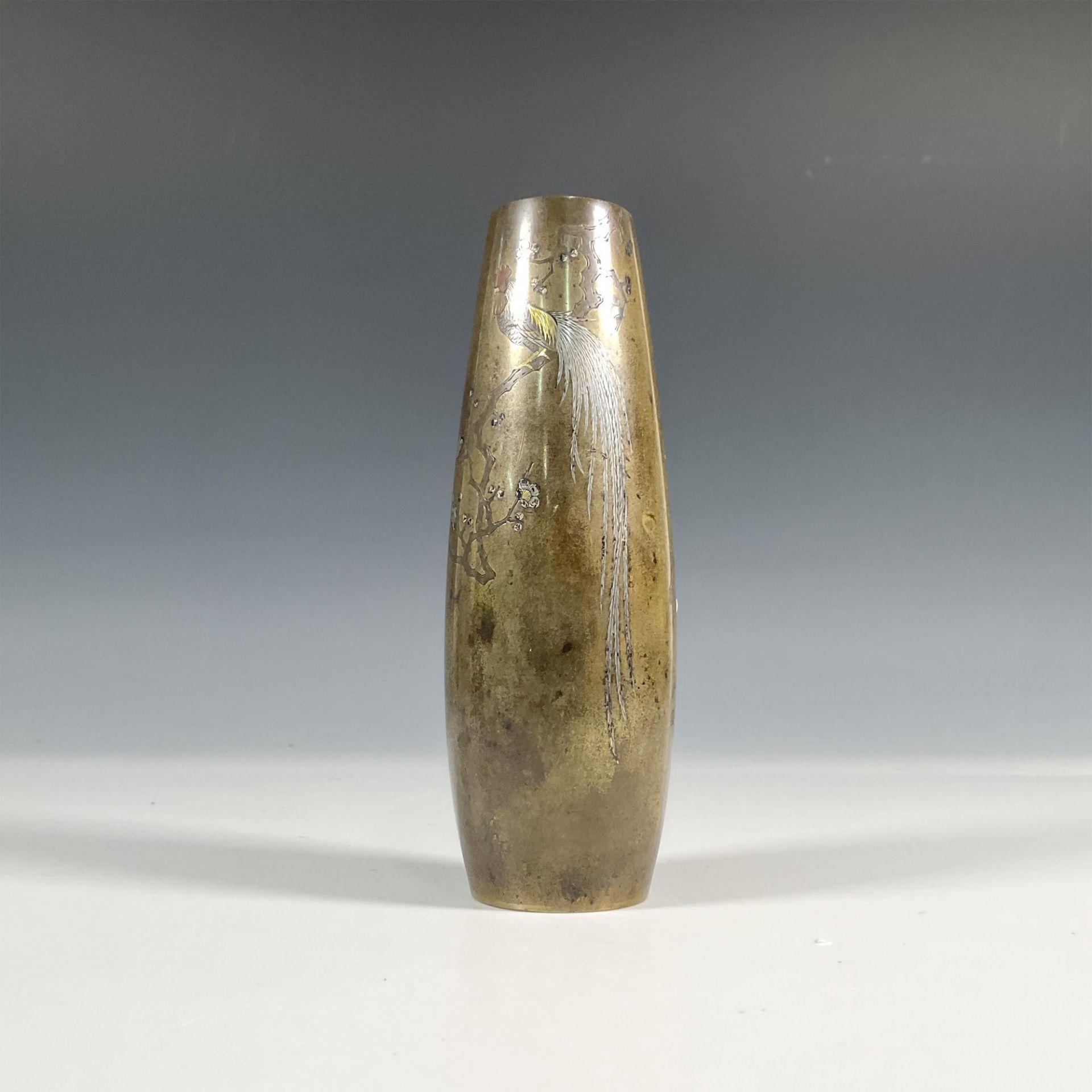 Japanese Meiji Bronze and Mixed Metal Rooster Vase - Bild 4 aus 6