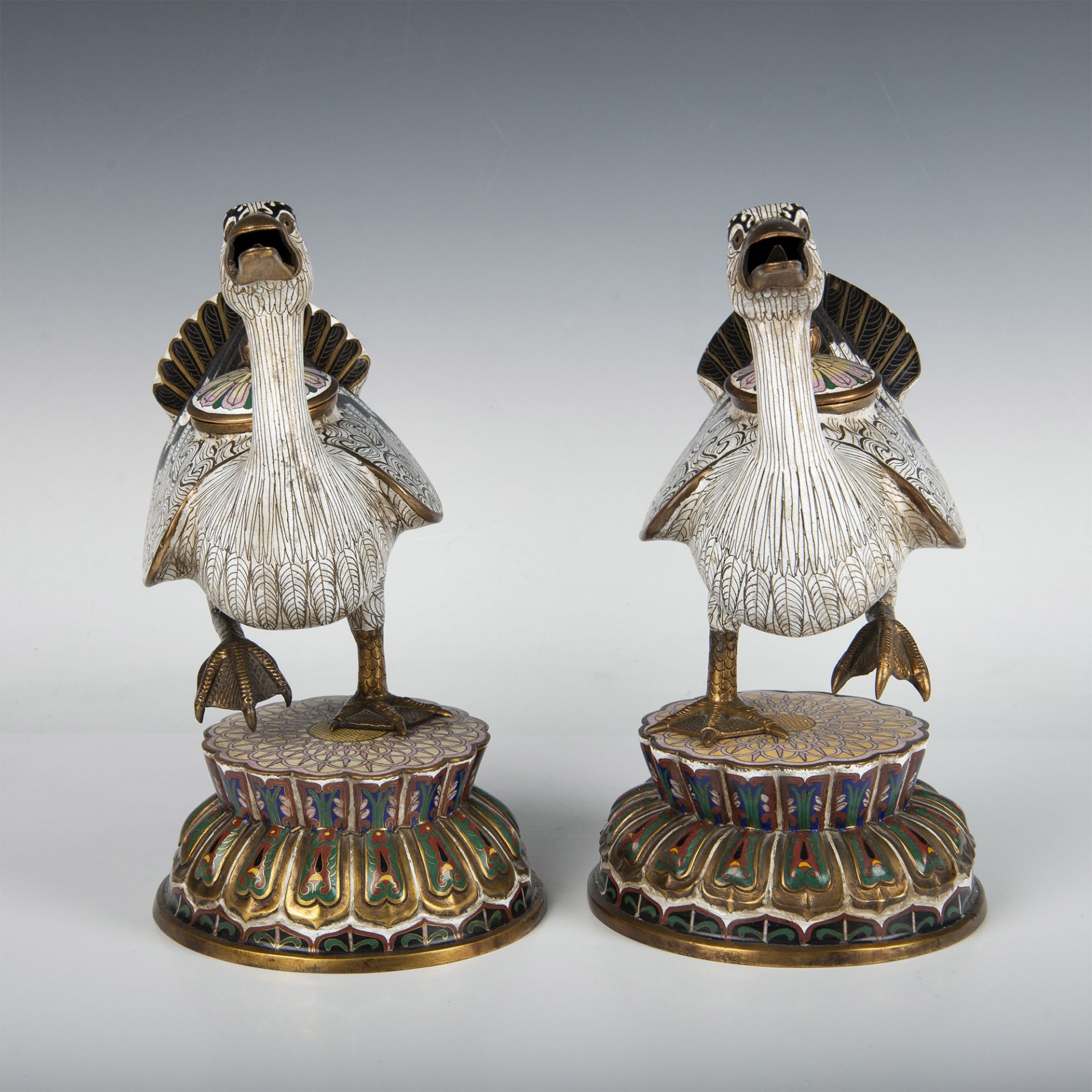 Pair of Chinese Cloisonne Duck Censers - Image 2 of 11