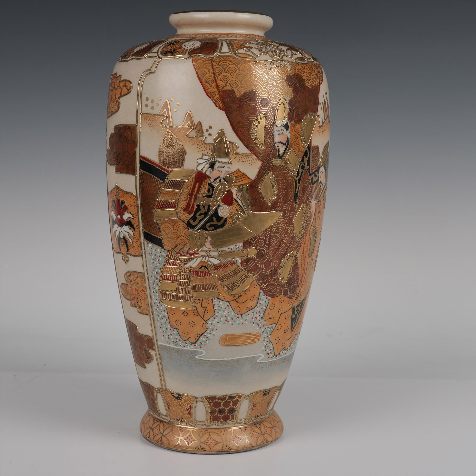 Japanese Satsuma Hand Painted Samurai Vase - Image 3 of 6