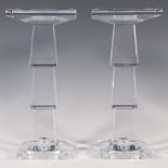 Pair of Crystal Candle Holders, Rectangular Prism