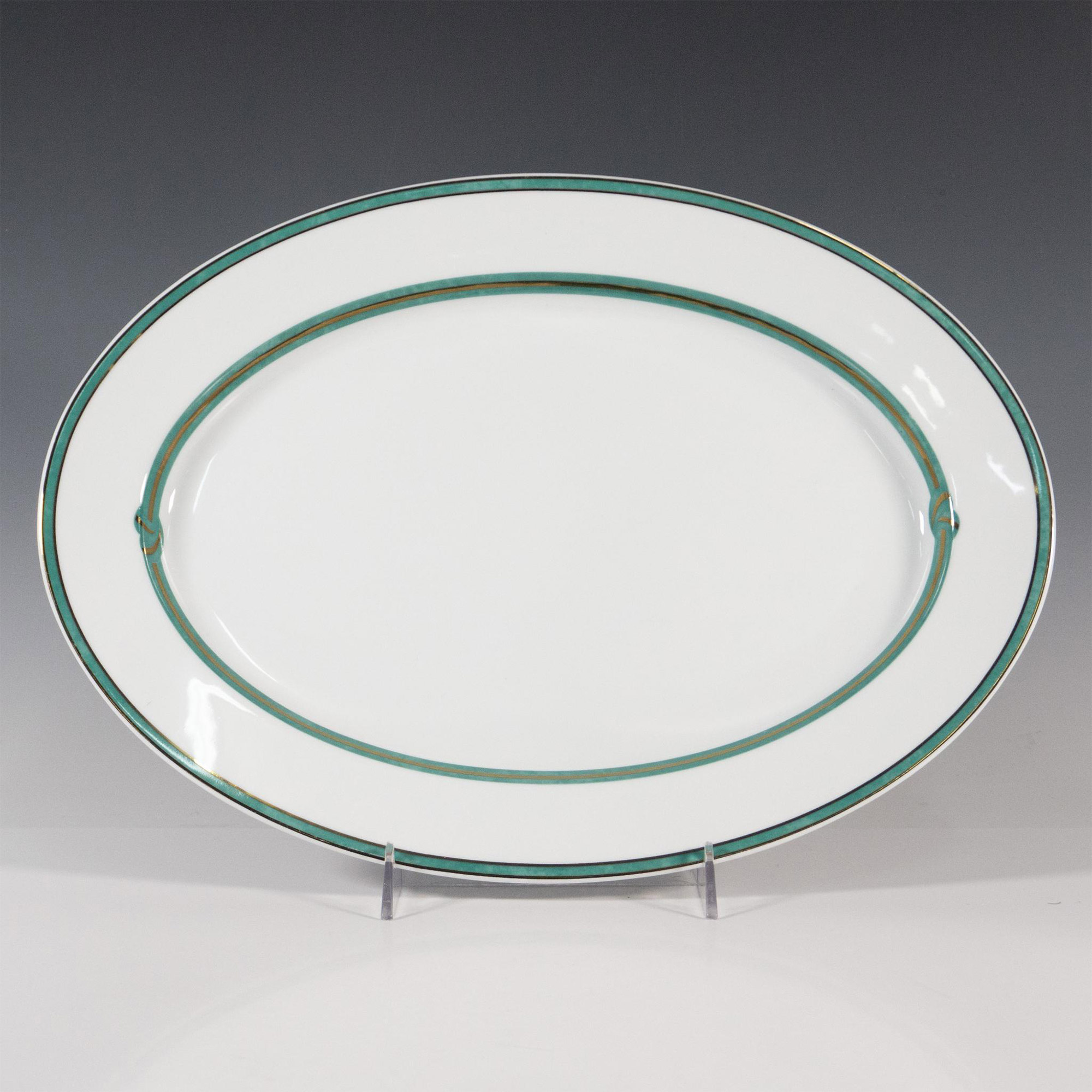 Christofle Porcelaine Rubanea Vert Large Serving Platter