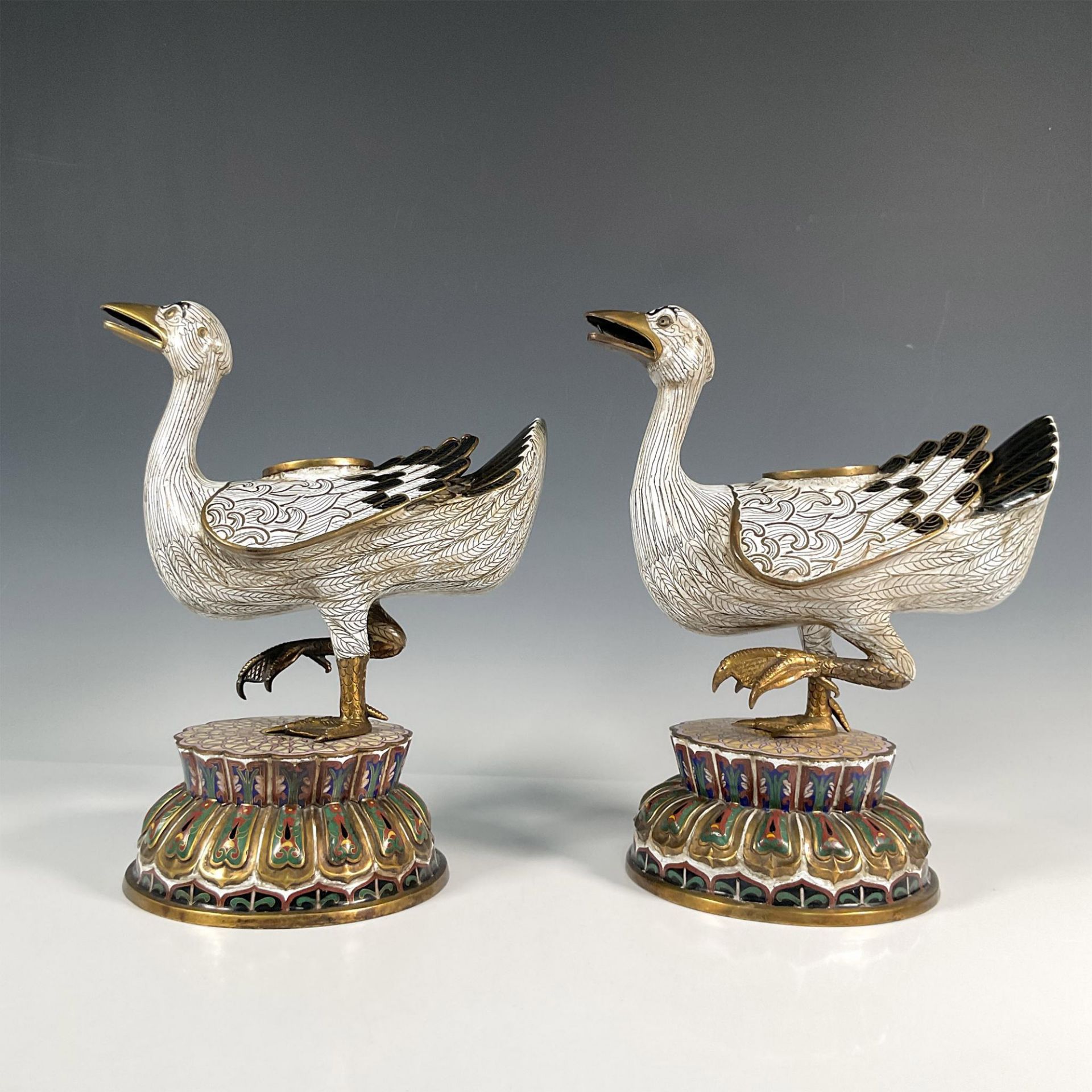 Pair of Chinese Cloisonne Duck Censers - Image 7 of 11