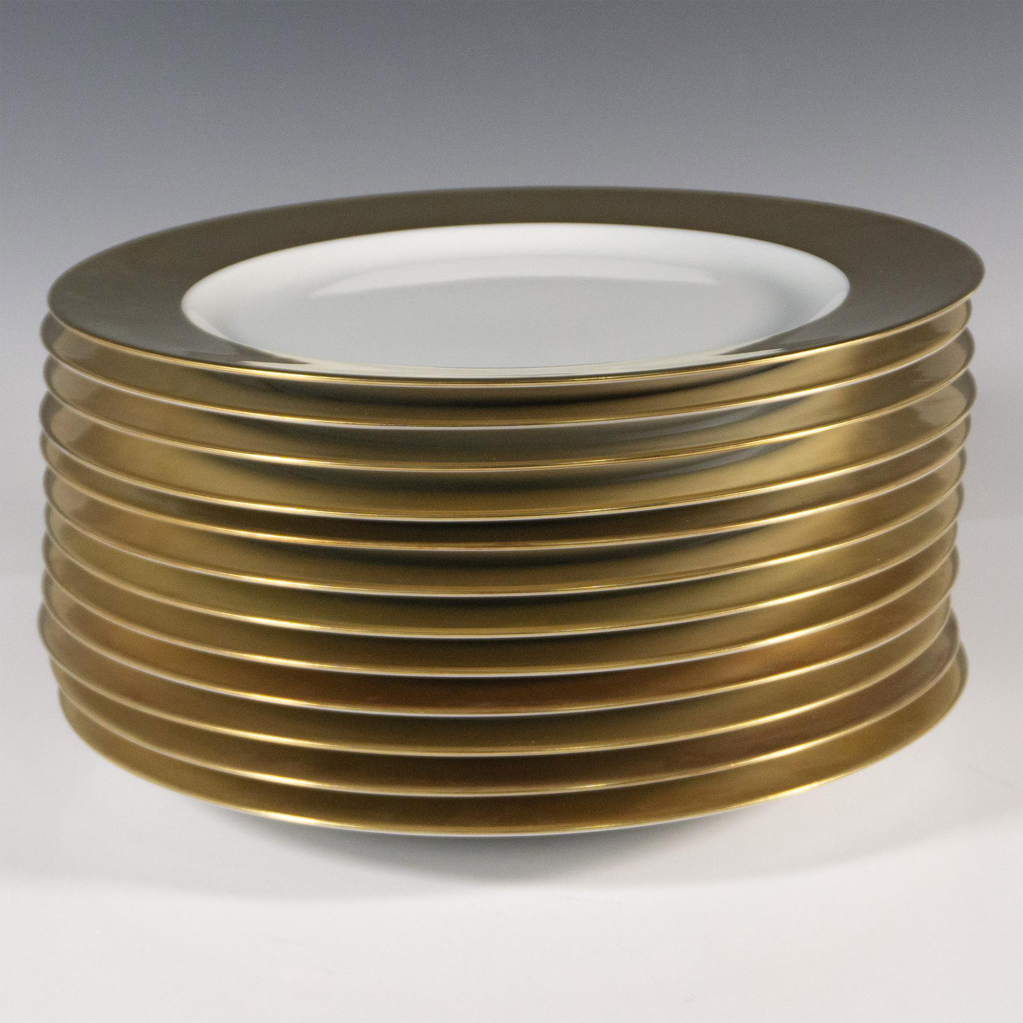 12pc Bernardaud Limoges Gold-Rimmed Dinner Plates - Image 3 of 3
