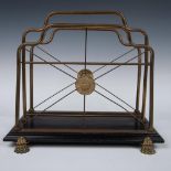 Regency Style Brass Magazine Rack with Paw Feet