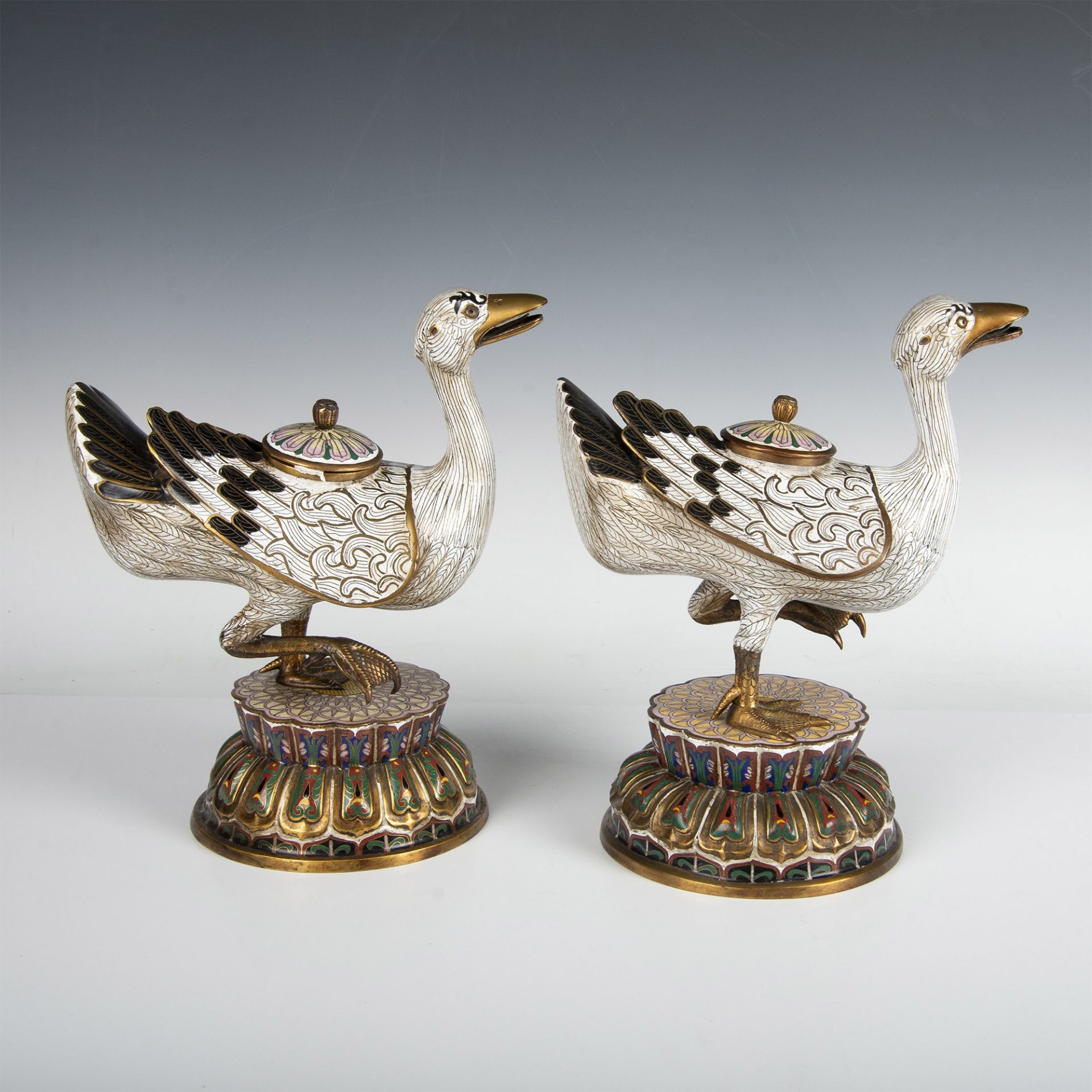 Pair of Chinese Cloisonne Duck Censers - Image 9 of 11