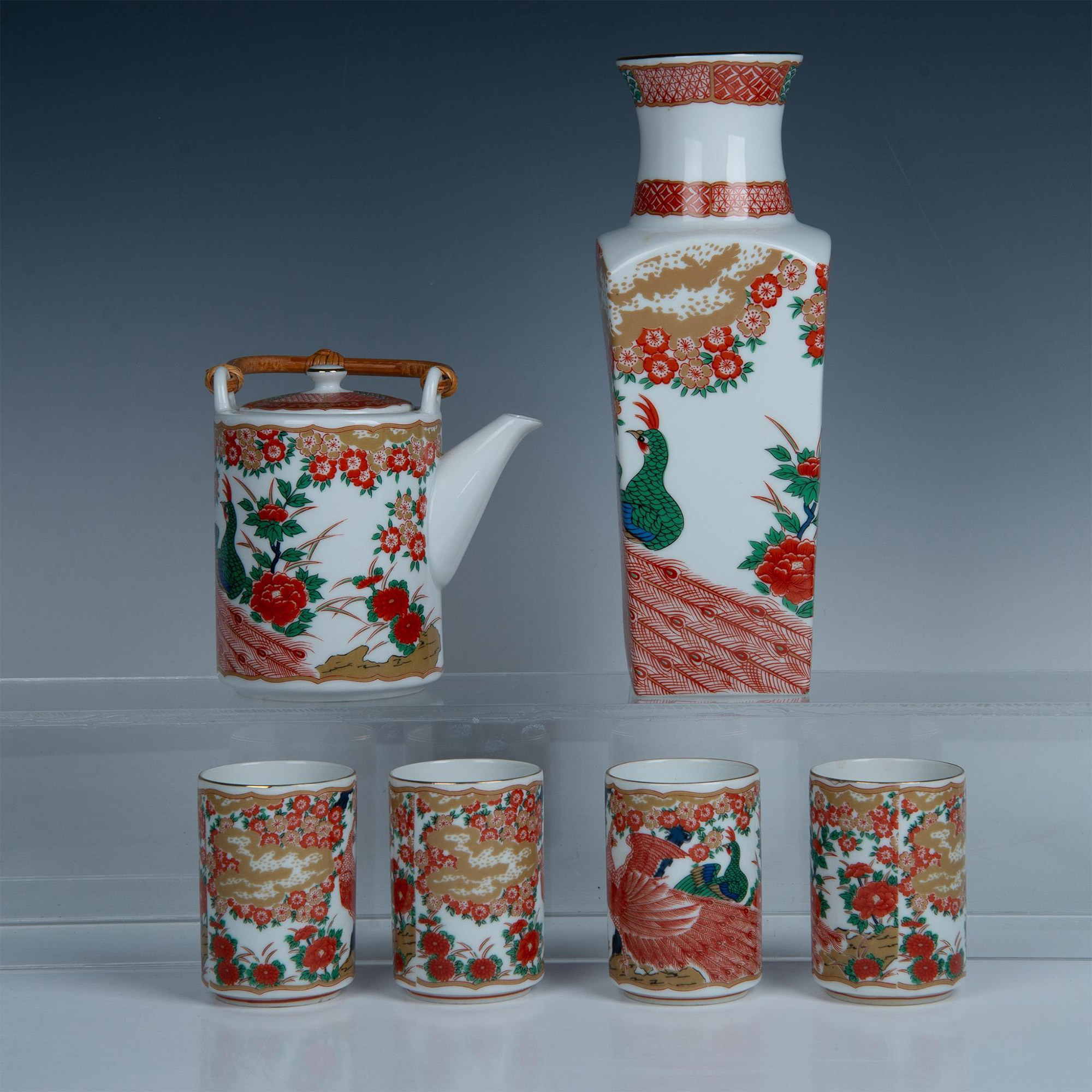 7pc Arita Fine China Imari Tea Set and Vase - Image 2 of 5