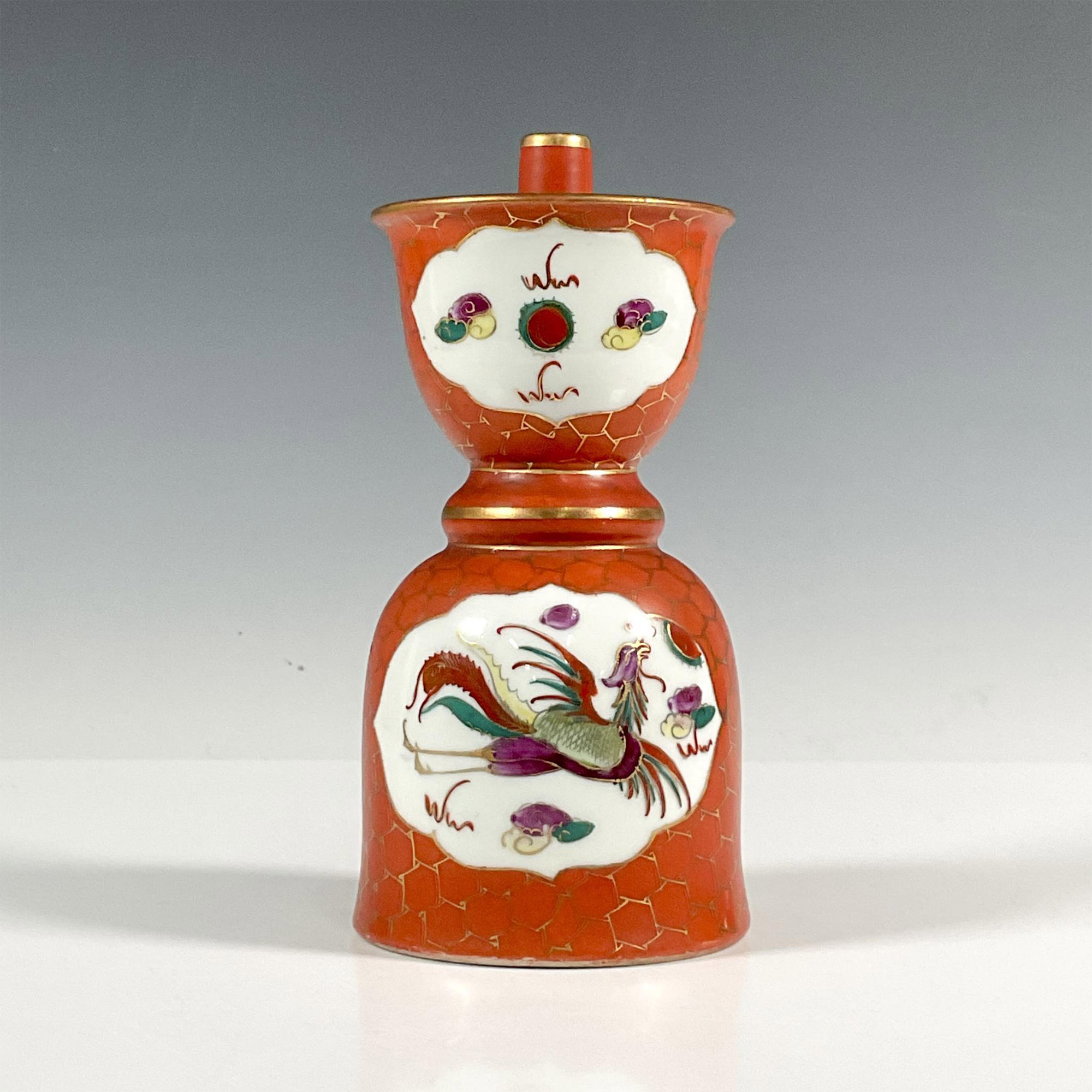 Chinese Porcelain Phoenix and Dragon Candle Holder - Image 2 of 4