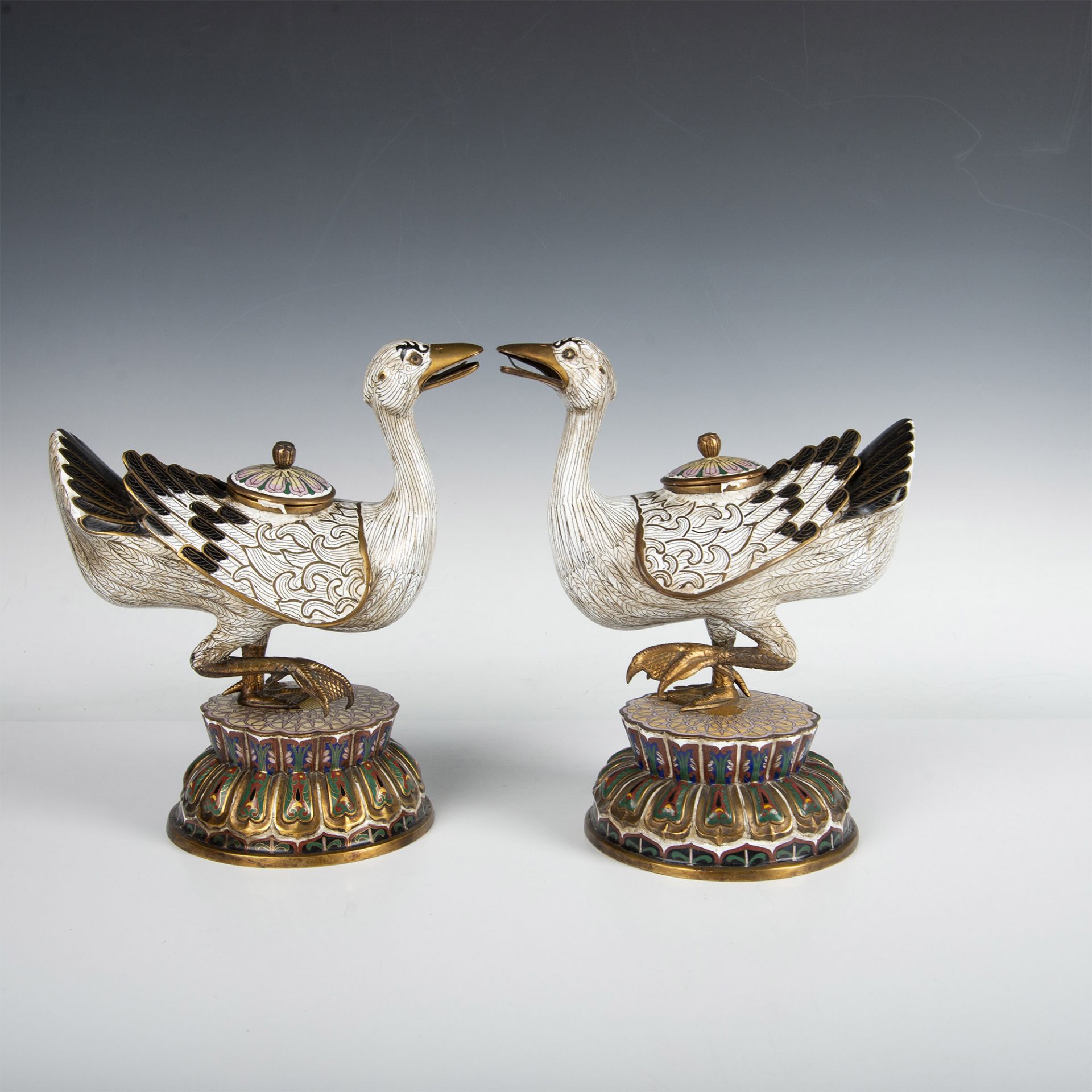 Pair of Chinese Cloisonne Duck Censers - Image 4 of 11