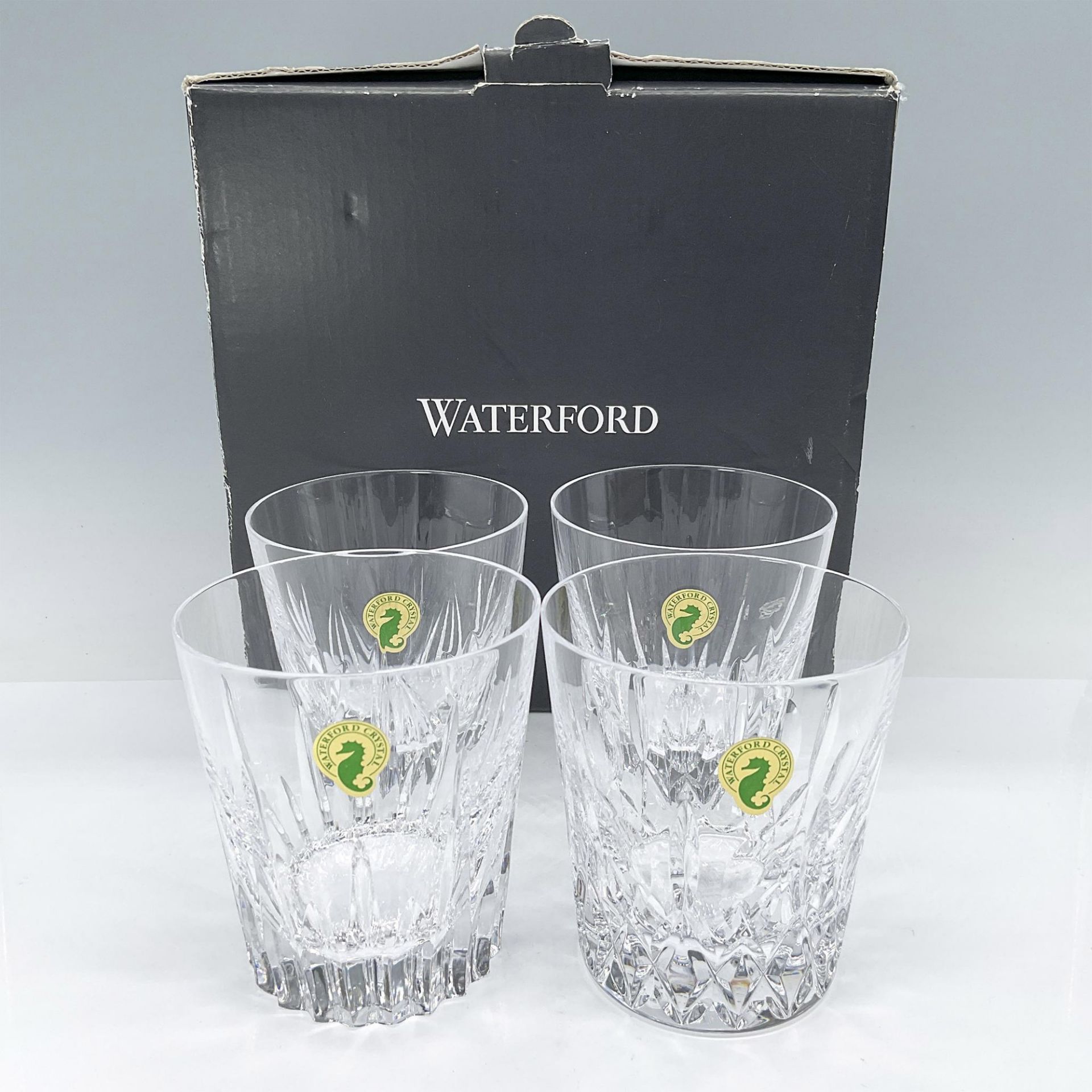 4pc Waterford Crystal Rocks Glasses, Mixed Patterns Set - Bild 4 aus 4