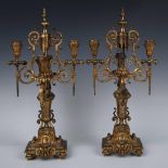 Pair of Brass Baroque Style Candelabras