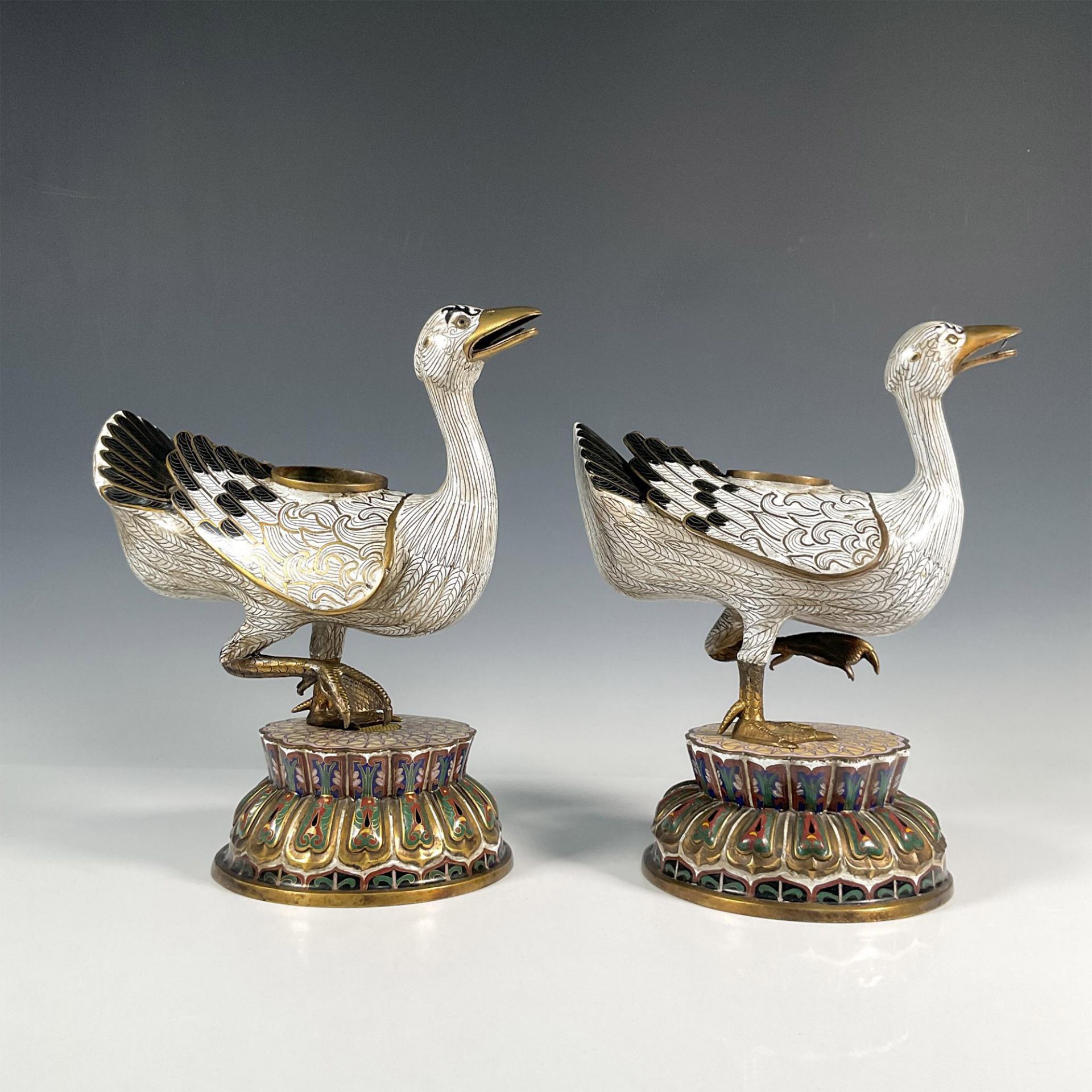 Pair of Chinese Cloisonne Duck Censers - Image 5 of 11