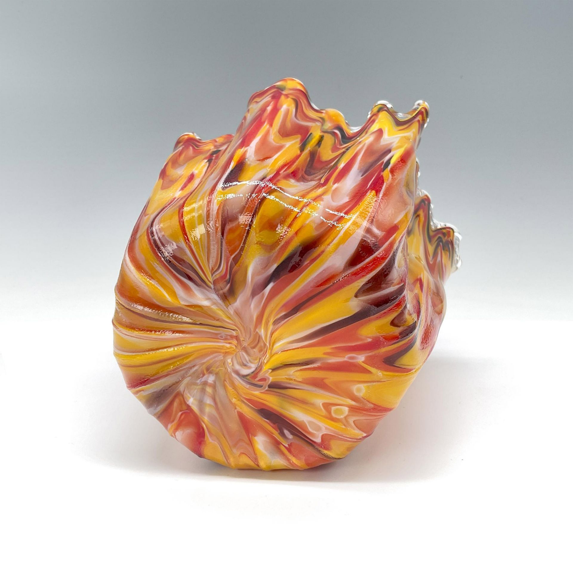 Murano Hand Blown Art Glass Vase in Orange Red Yellow - Bild 3 aus 3