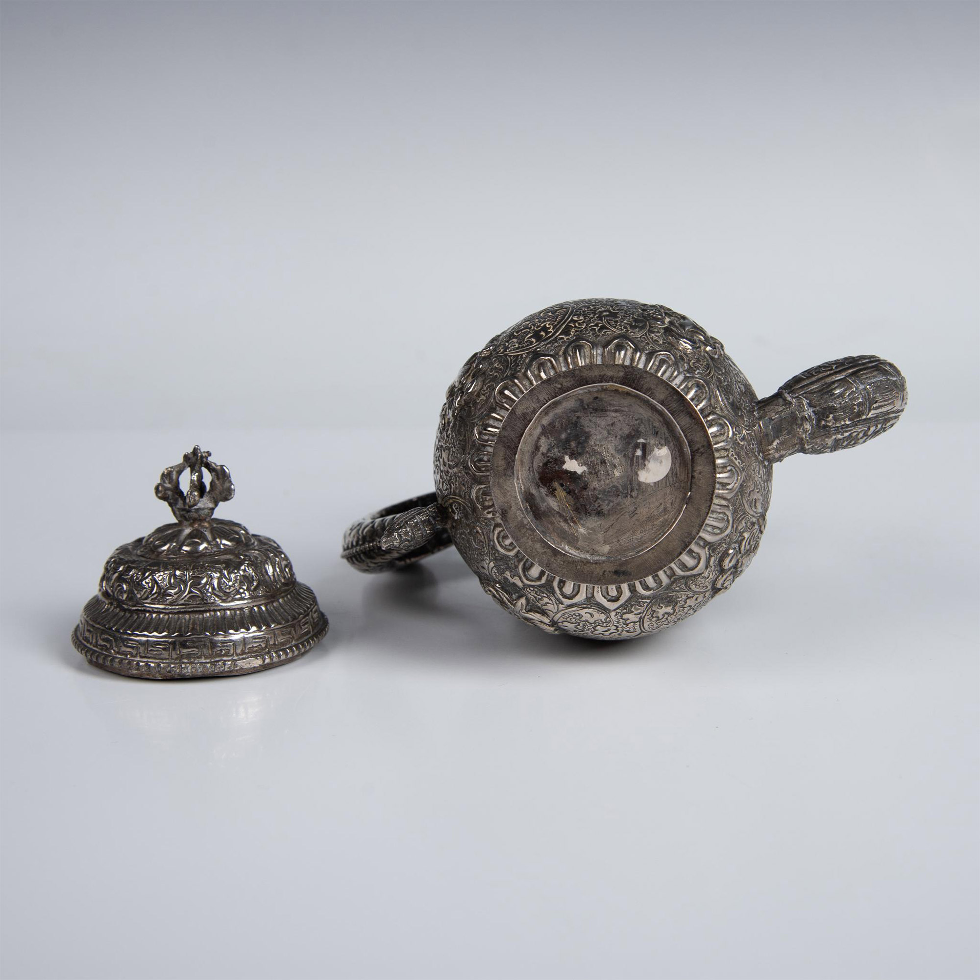 Chinese Tibetan Silver Relief Carved Teapot - Image 8 of 8