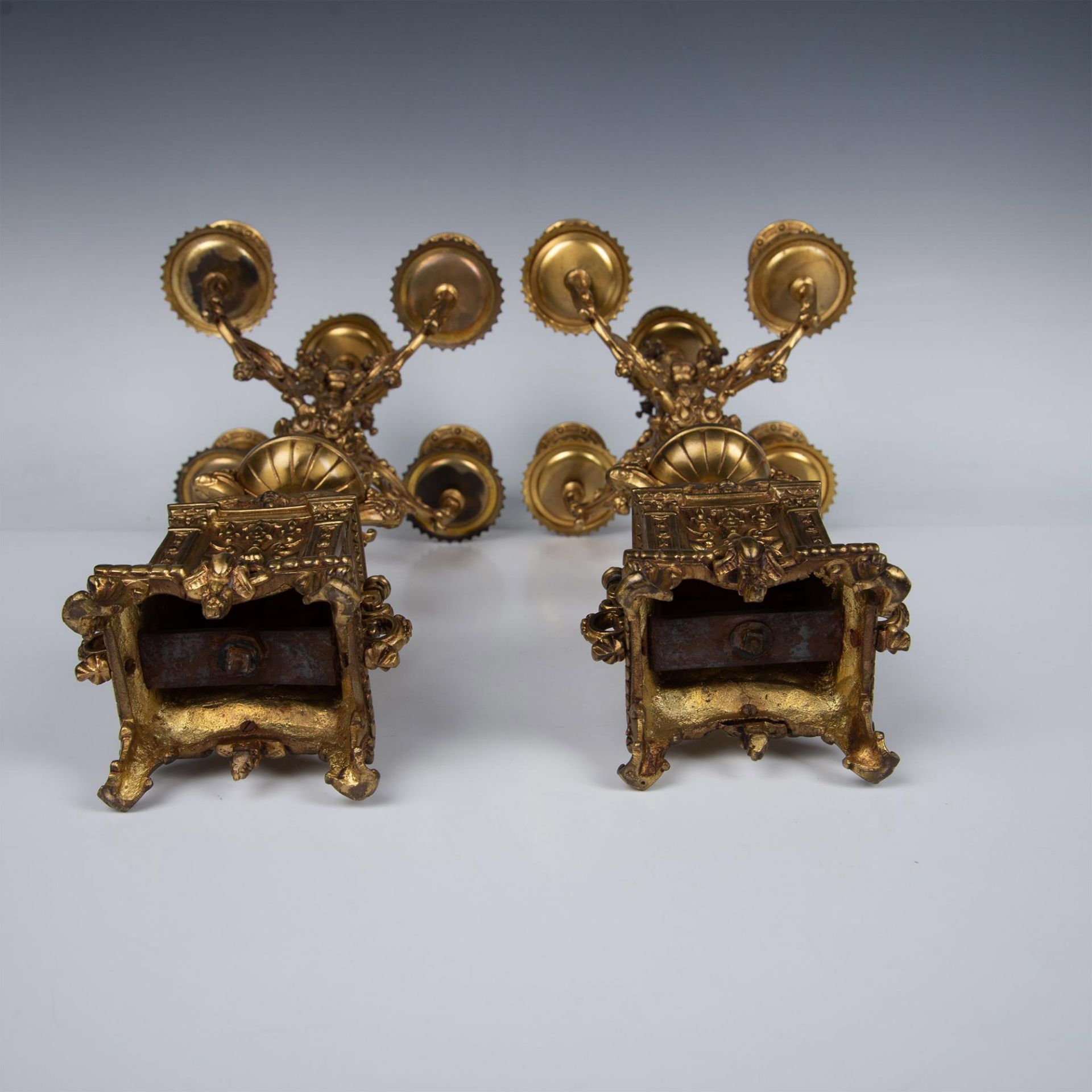 Pair of Brass Baroque Style Mantel Candelabras - Image 7 of 7