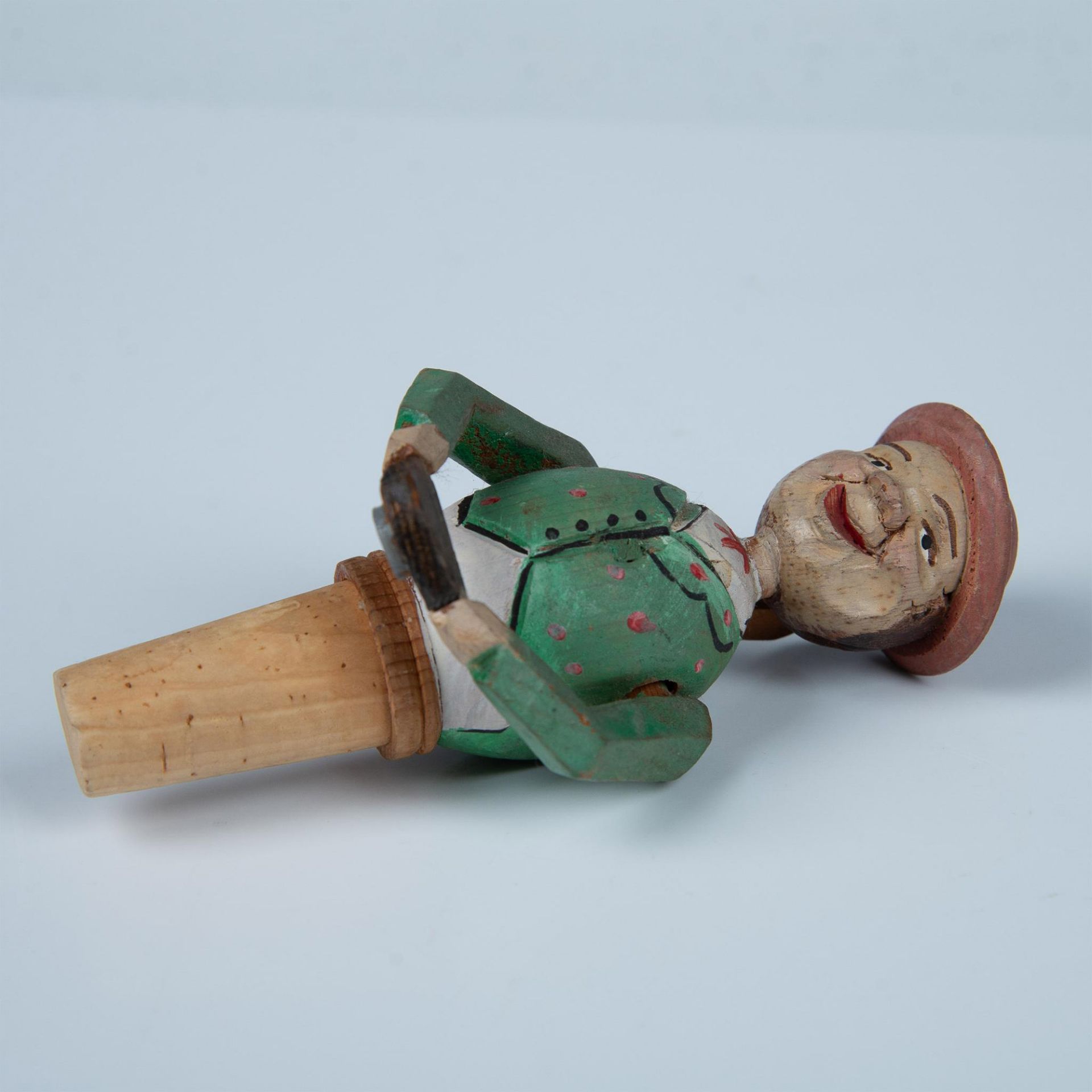 6pc Vintage Carved Wooden Figural Bottle Toppers - Image 9 of 9