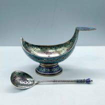 Set of Russian Silver-Gilt Kovsh & Spoon