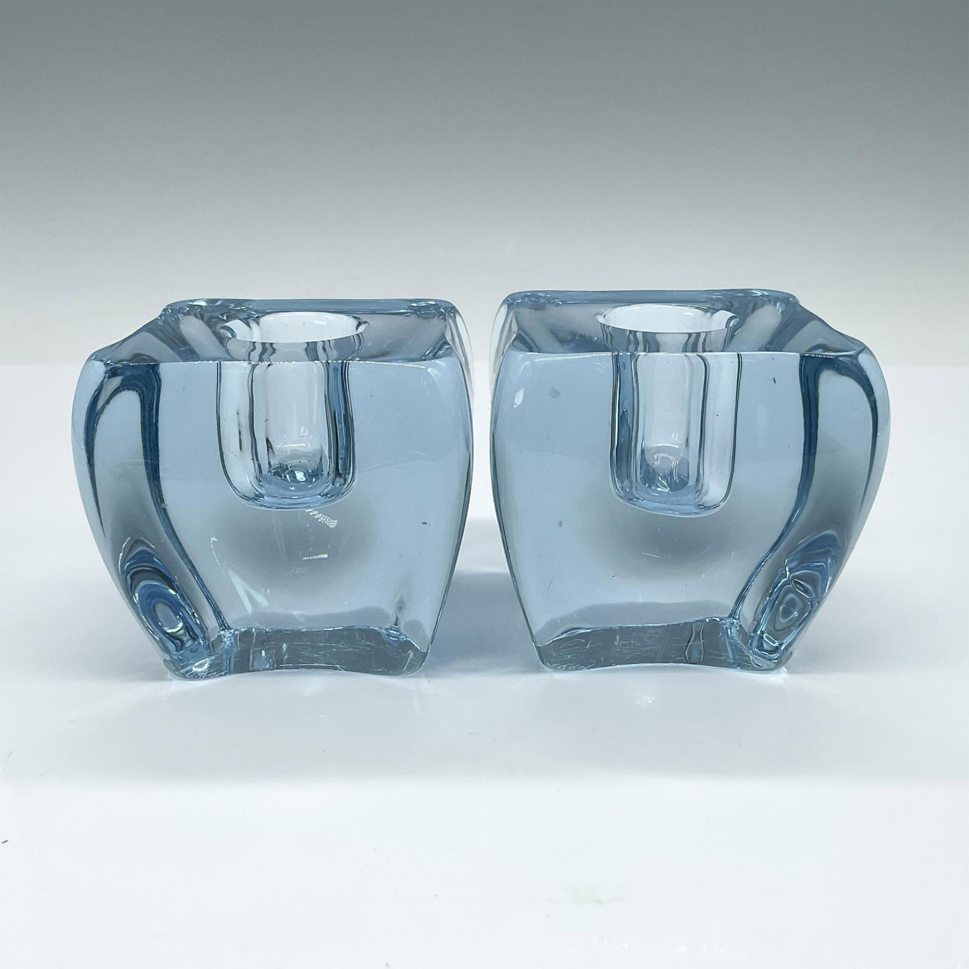 2pc Skurf Art Glass Candle Holders