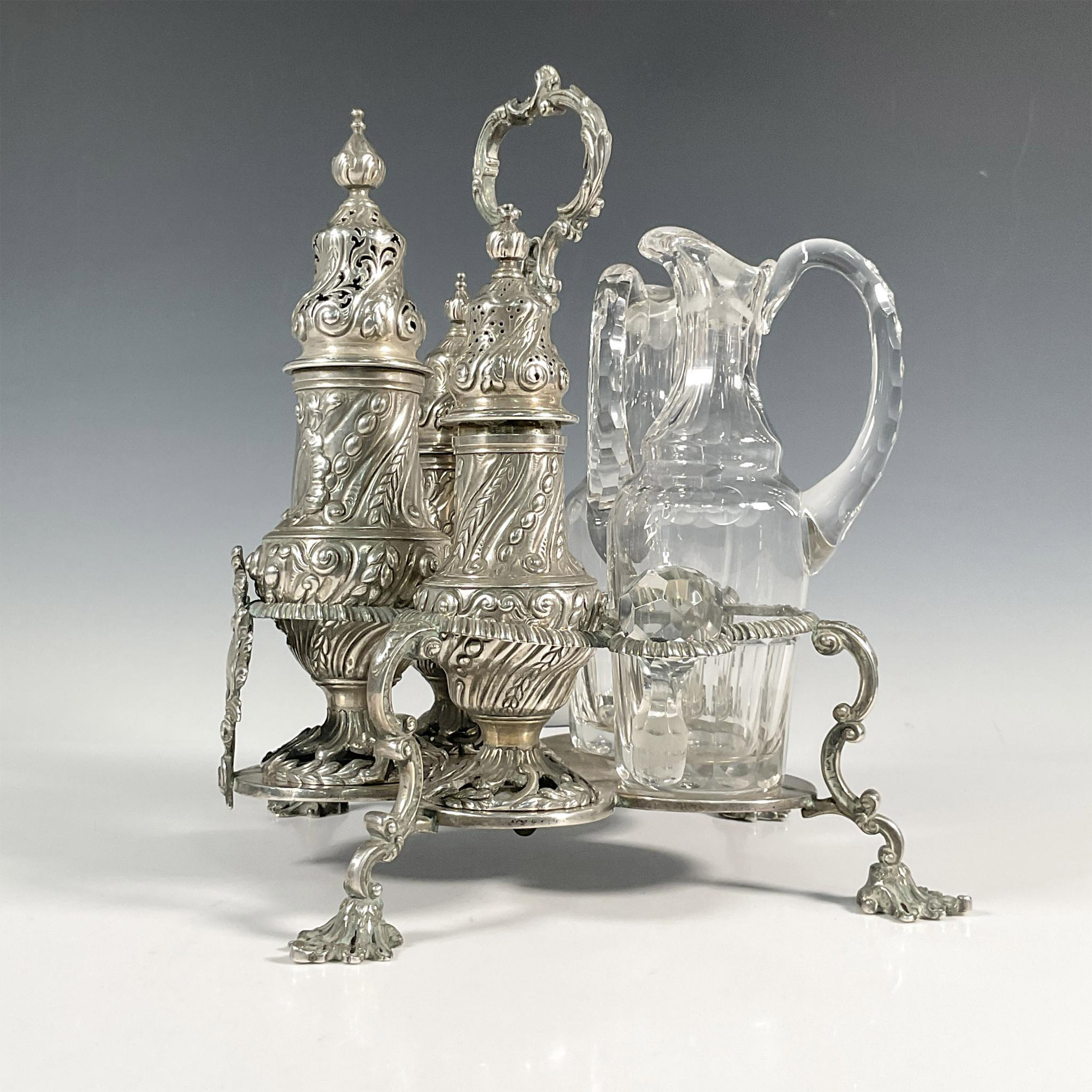 18th Century John Delmestre Silver Cruet Set - Image 3 of 9