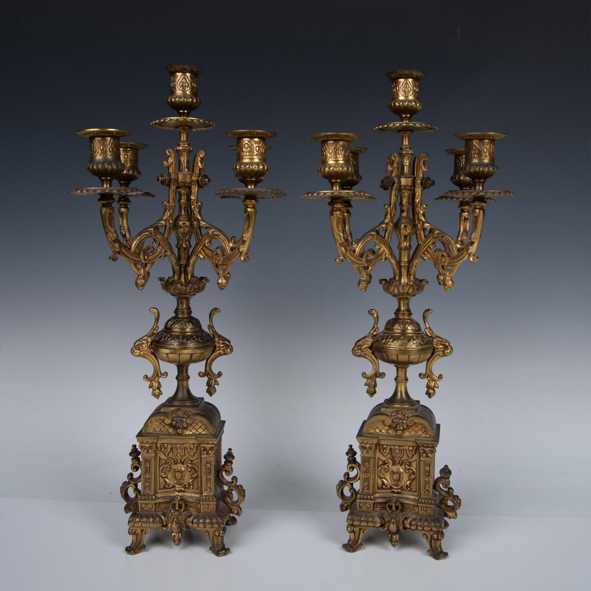 Pair of Brass Baroque Style Mantel Candelabras - Image 3 of 7