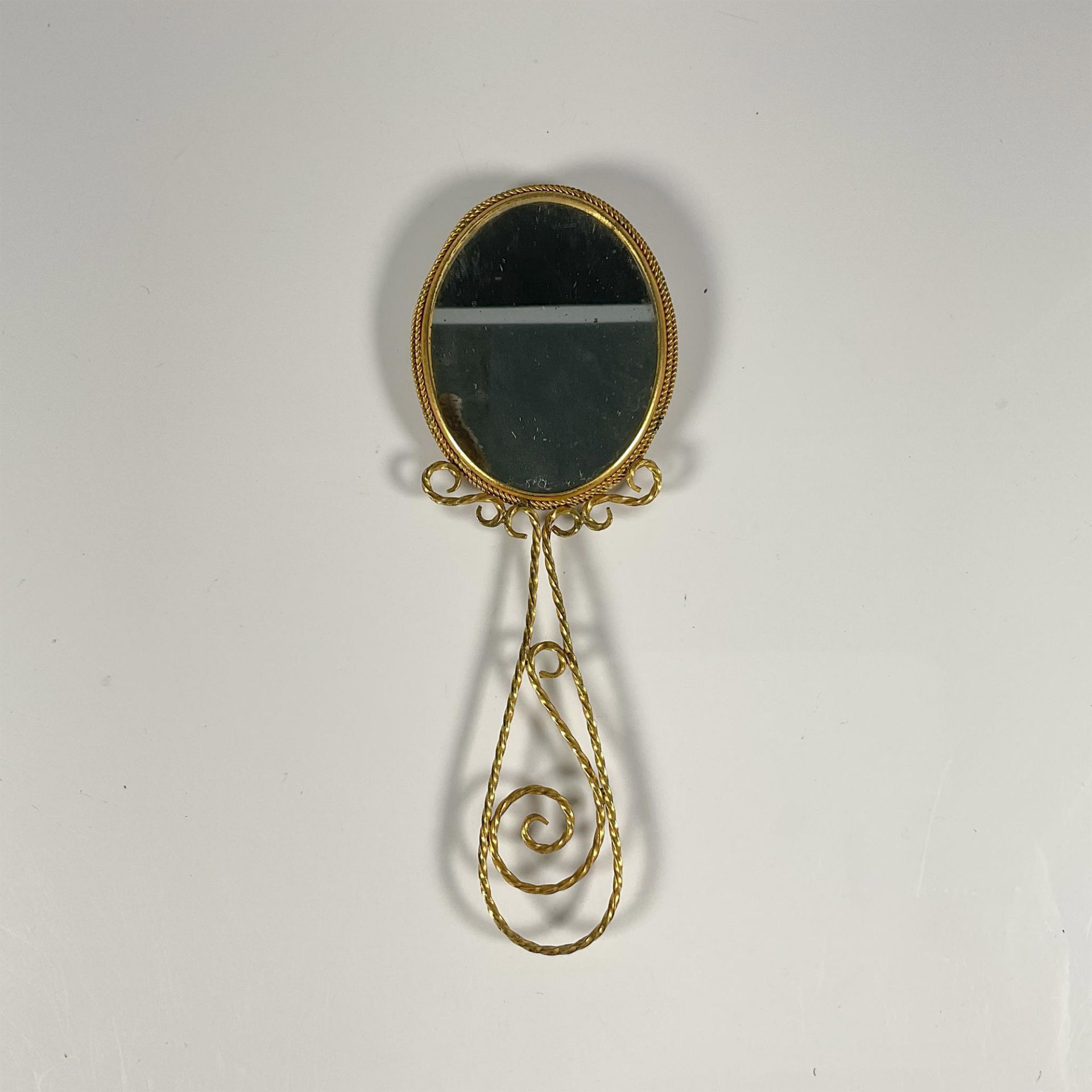 Gilded Brass Fragonard Style Handheld Mirror - Image 2 of 2