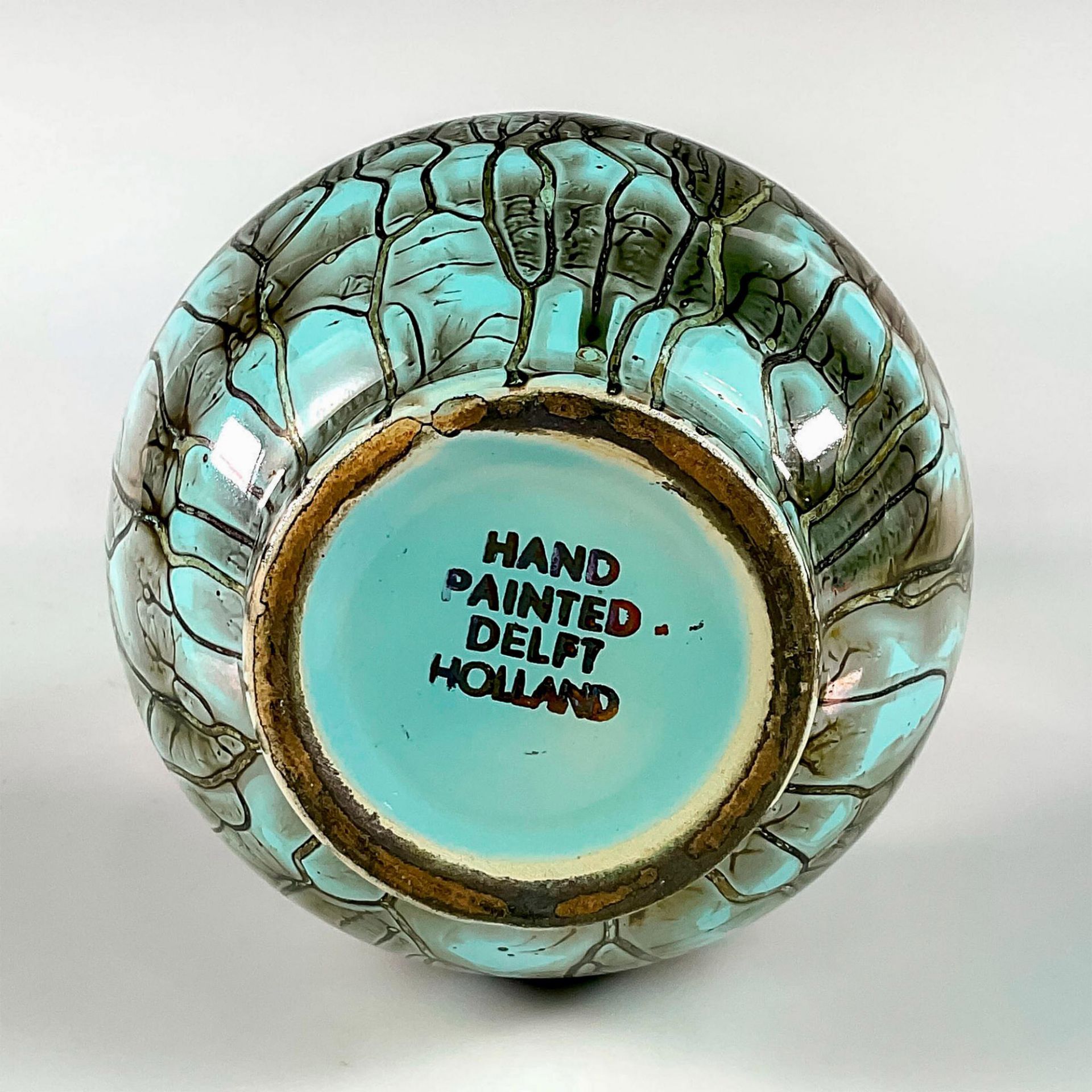 Mid-Century Modern Delft Marbled Glaze Vase - Bild 3 aus 3