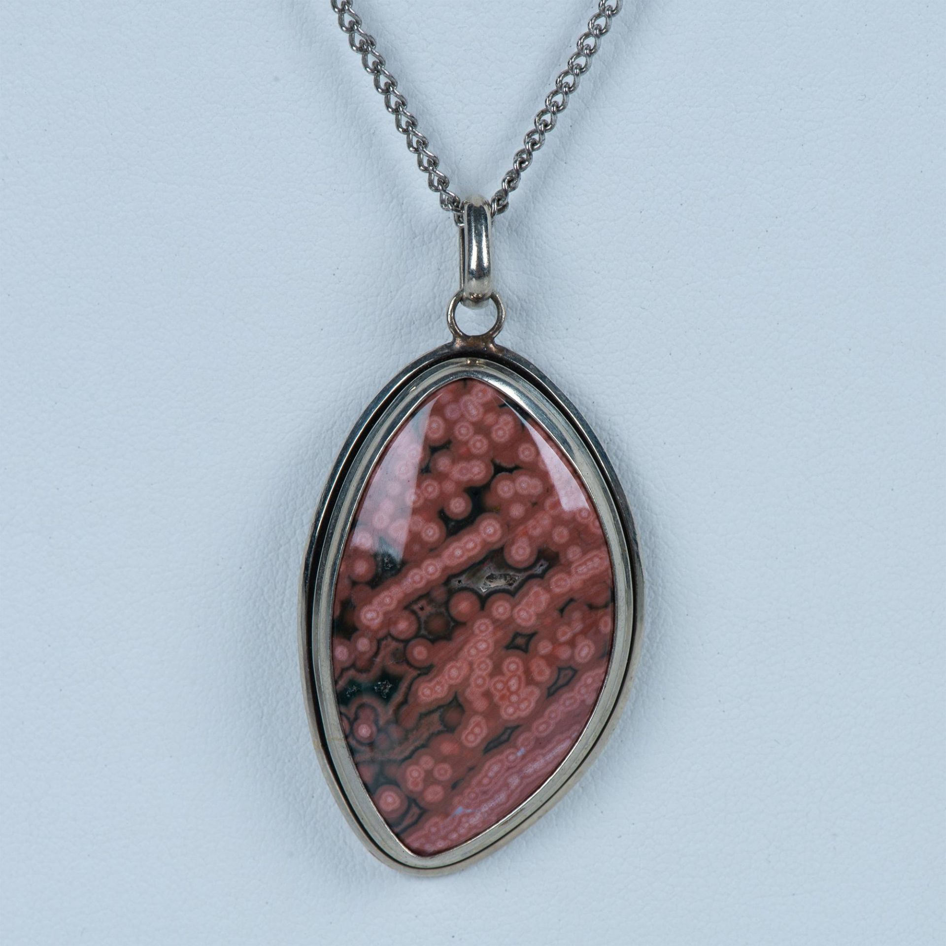 Beautiful Natural Pink Ocean Jasper Pendant Necklace