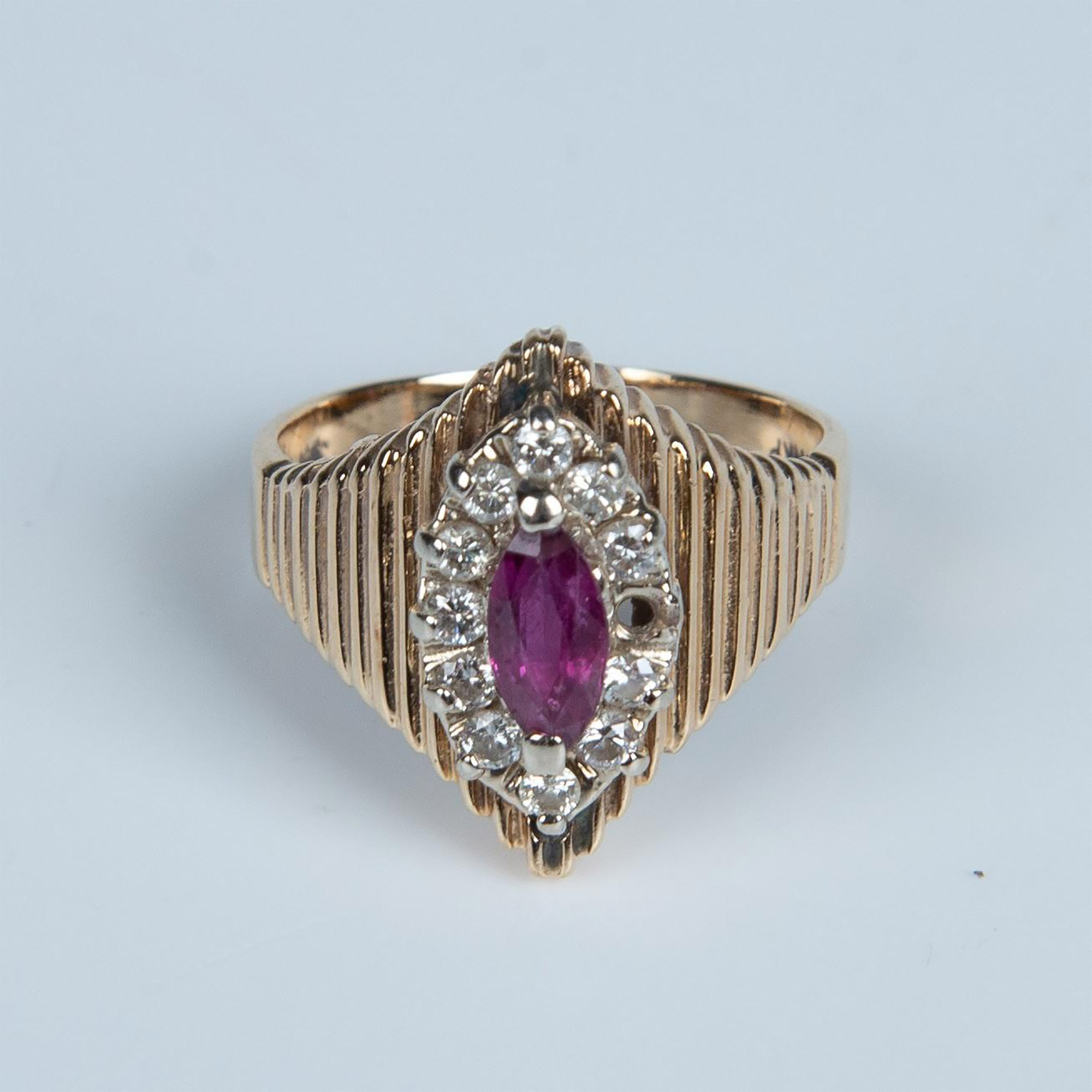 Pretty 14K Gold Plated Ruby & Diamond Ring - Image 2 of 5