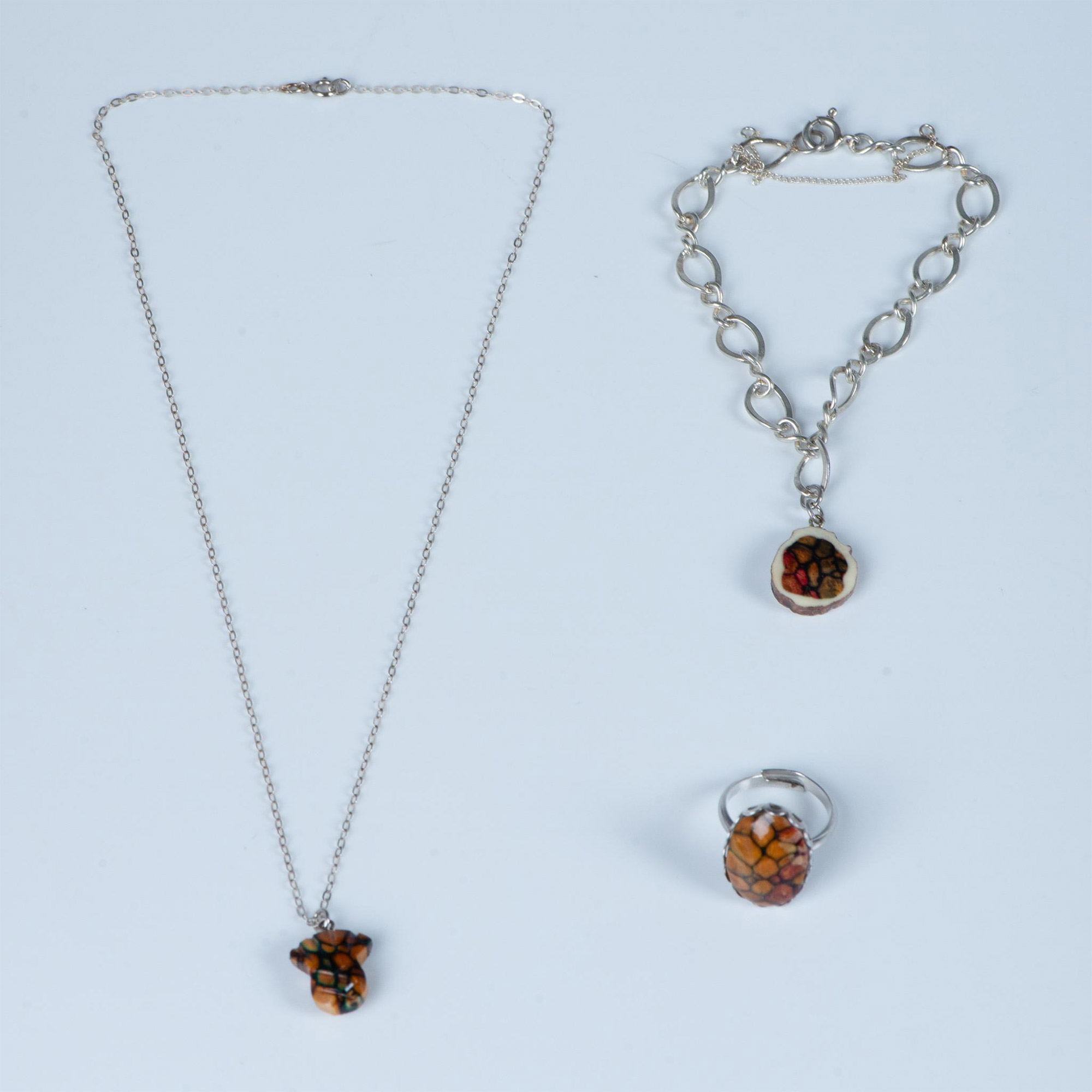 3pc Unique Scottish Heathergem Bracelet, Ring, and Necklace