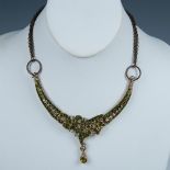 Elegant Vintage Peridot Green Rhinestone Necklace