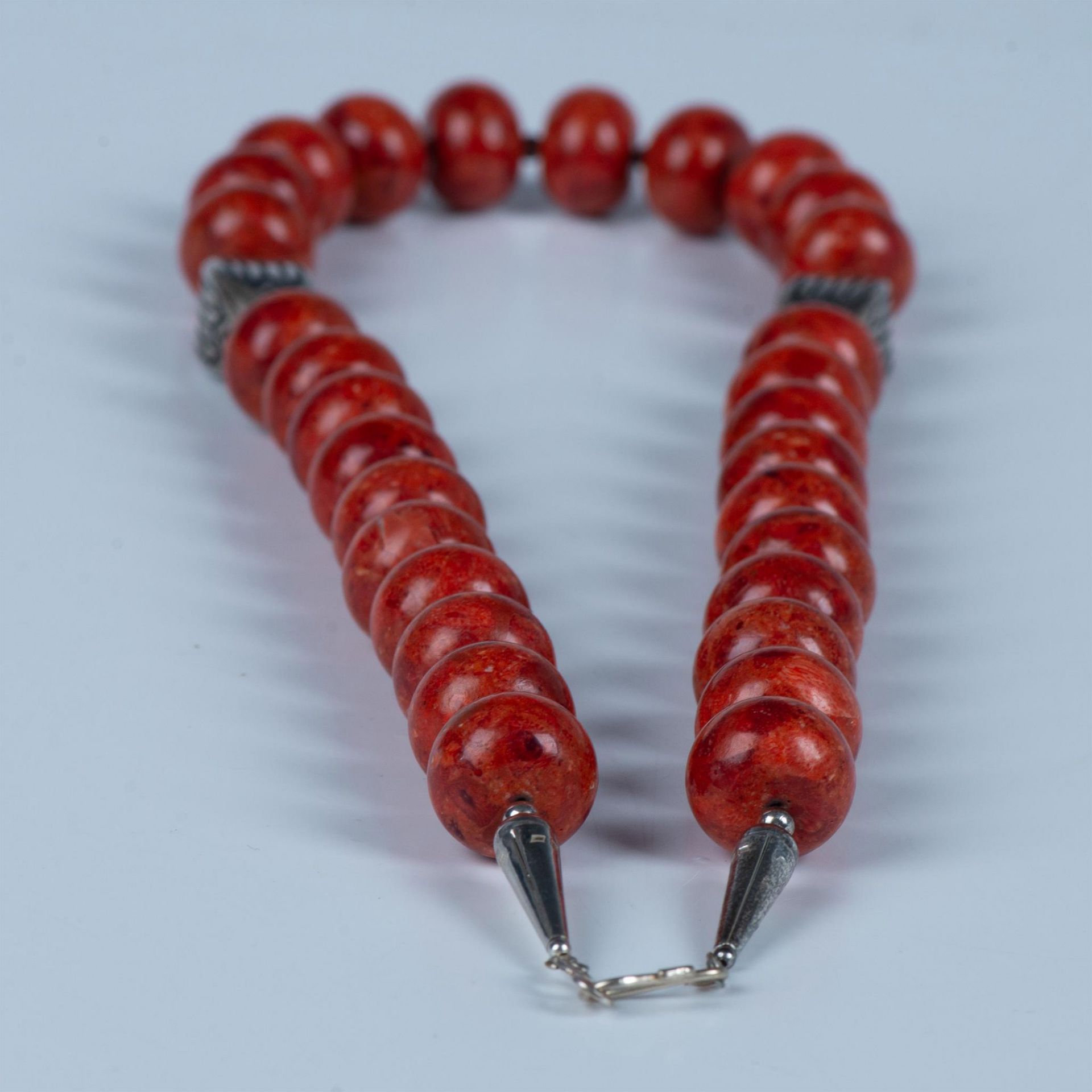 Handmade Native American Chunky Red Coral Bead Necklace - Bild 4 aus 5