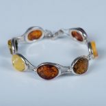 Beautiful Sterling Silver & Multicolor Amber Bracelet