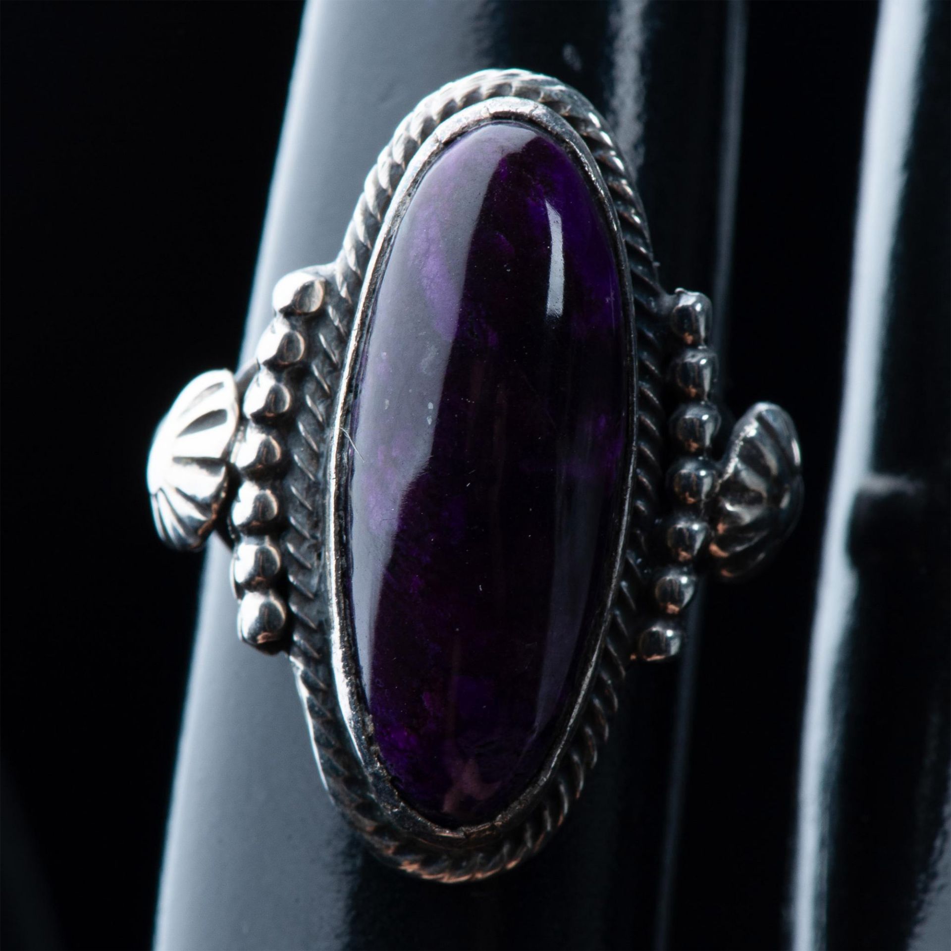 R. Begay Navajo Sterling Silver & Dark Purple Sugilite Ring - Image 4 of 6