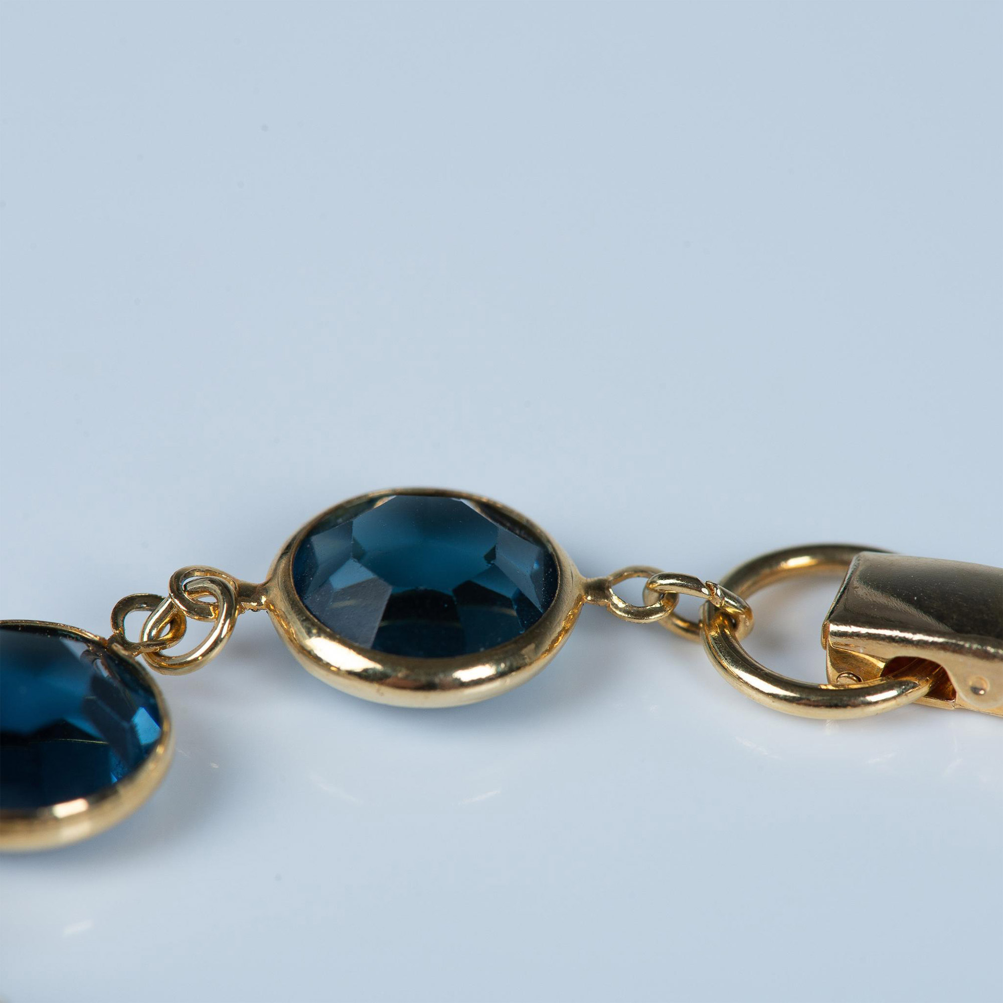 2pc Gold Metal & Dark Blue Crystal Bracelets - Image 3 of 3