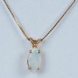Delicate 14K Yellow Gold and Opal Necklace