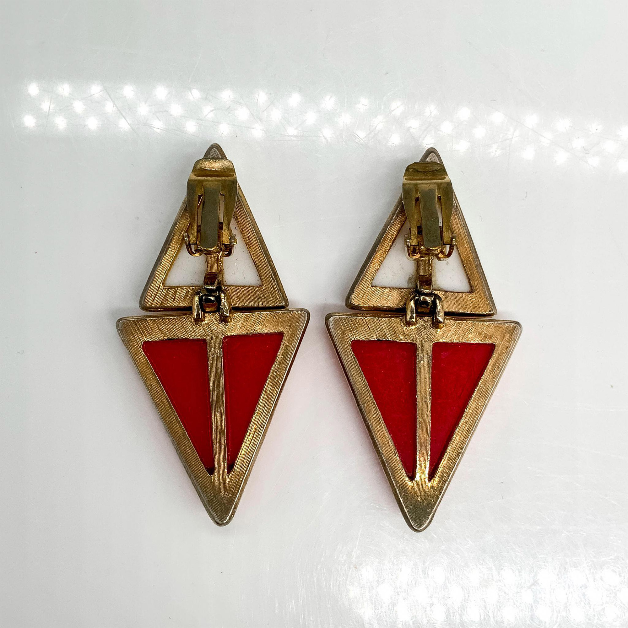 Chunky Geometric Art Deco Clip-On Earrings - Image 2 of 2